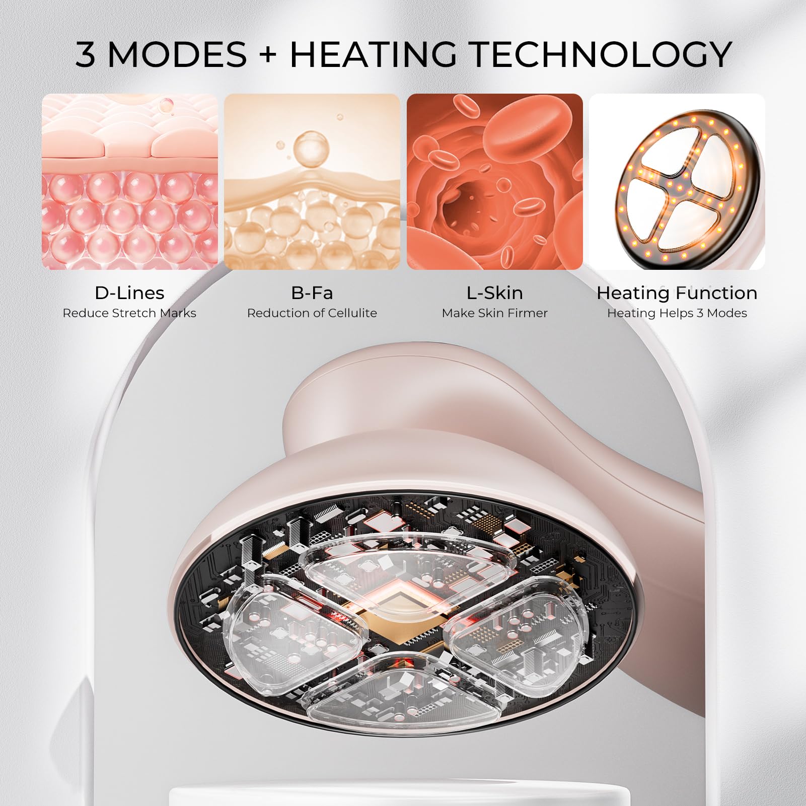 Depsoul Cellulite Massager for Women Handheld Body Massager - Cordless Massager for Belly, Arm, Waist, Leg, Butt, Back, White-4g9722