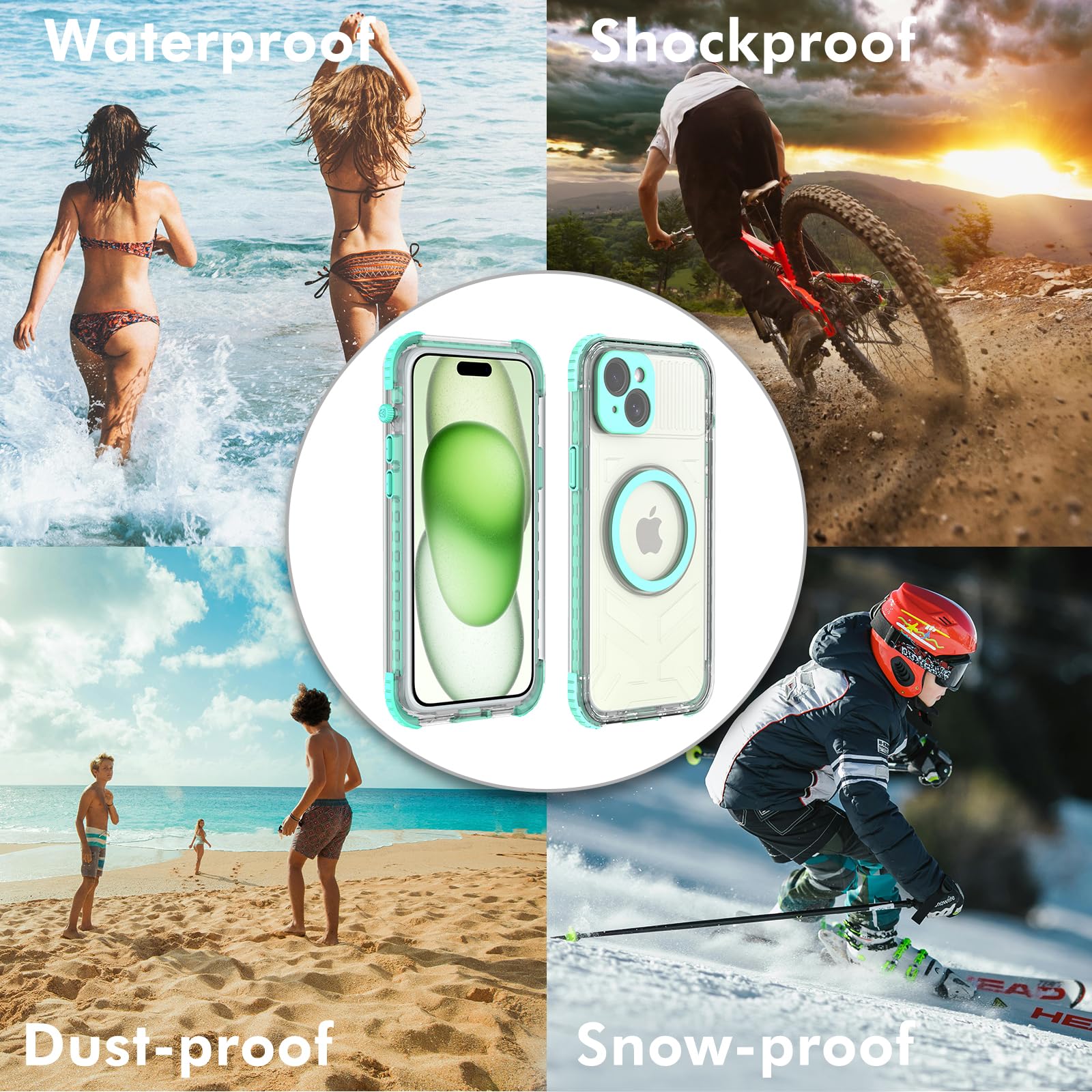 Designed for iPhone 15 Pro Max Metal Waterproof Case with Built-in Screen Protector, Metal Tough Cover Shockproof Dustproof Sturdy Durable Protective Case for iPhone 15 Pro Max