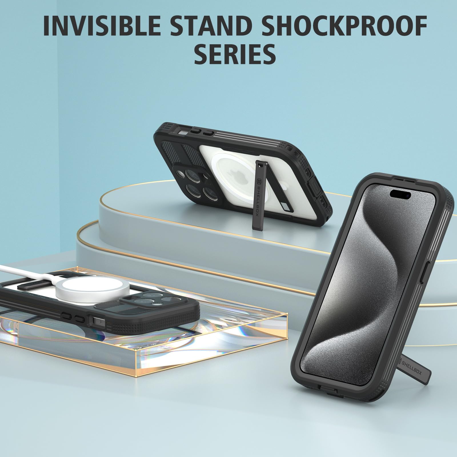 Designed for iPhone 15 Pro Max Metal Waterproof Case with Built-in Screen Protector, Metal Tough Cover Shockproof Dustproof Sturdy Durable Protective Case for iPhone 15 Pro Max