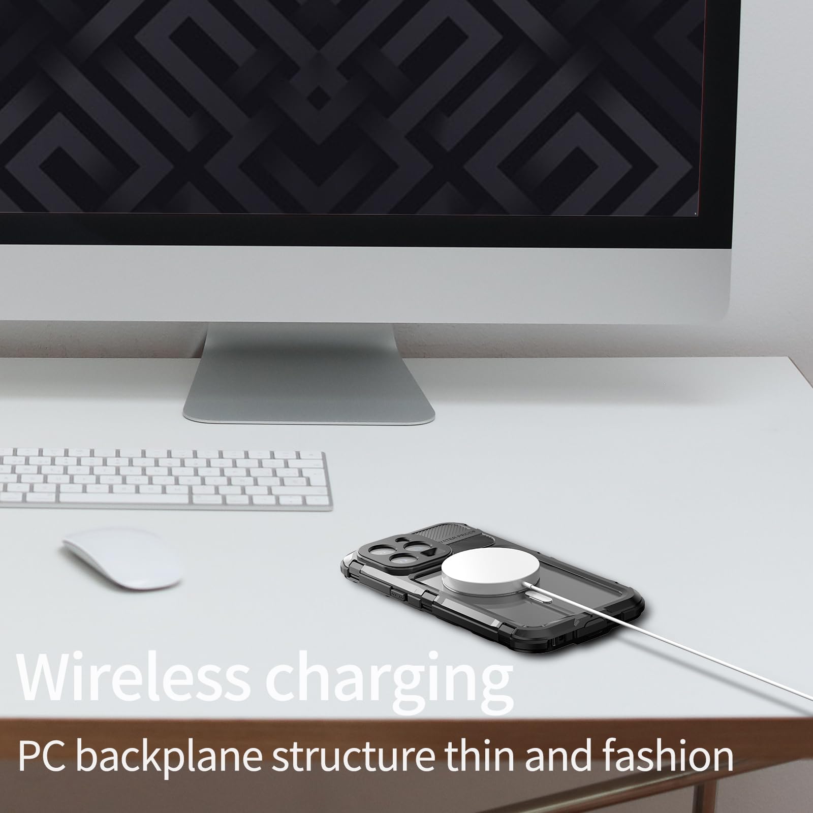 Designed for iPhone 15 Pro Max Metal Waterproof Case with Built-in Screen Protector, Metal Tough Cover Shockproof Dustproof Sturdy Durable Protective Case for iPhone 15 Pro Max