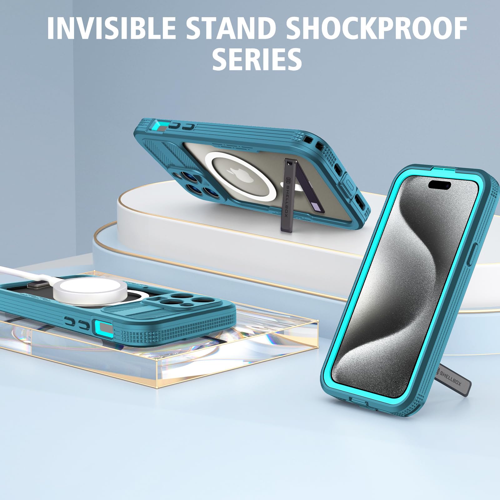 Designed for iPhone 15 Pro Max Metal Waterproof Case with Built-in Screen Protector, Metal Tough Cover Shockproof Dustproof Sturdy Durable Protective Case for iPhone 15 Pro Max