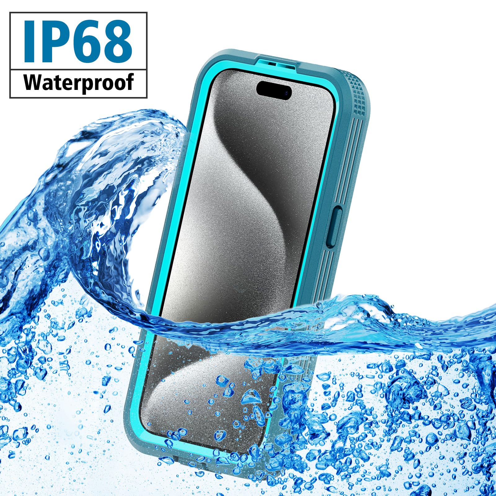 Designed for iPhone 15 Pro Max Metal Waterproof Case with Built-in Screen Protector, Metal Tough Cover Shockproof Dustproof Sturdy Durable Protective Case for iPhone 15 Pro Max