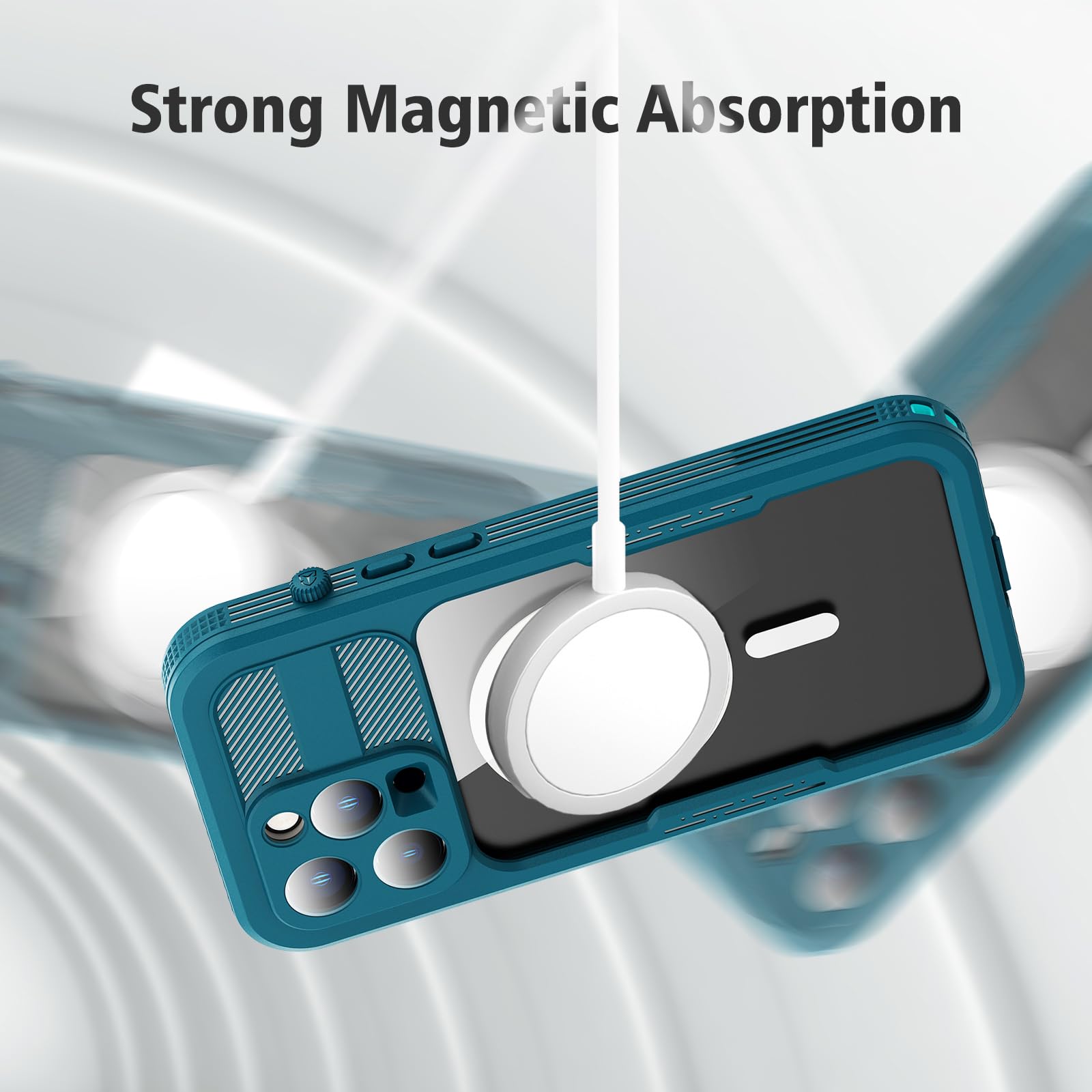 Designed for iPhone 15 Pro Max Metal Waterproof Case with Built-in Screen Protector, Metal Tough Cover Shockproof Dustproof Sturdy Durable Protective Case for iPhone 15 Pro Max