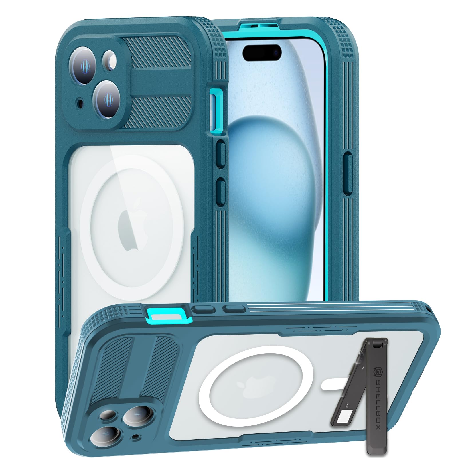 Designed for iPhone 15 Pro Max Metal Waterproof Case with Built-in Screen Protector, Metal Tough Cover Shockproof Dustproof Sturdy Durable Protective Case for iPhone 15 Pro Max