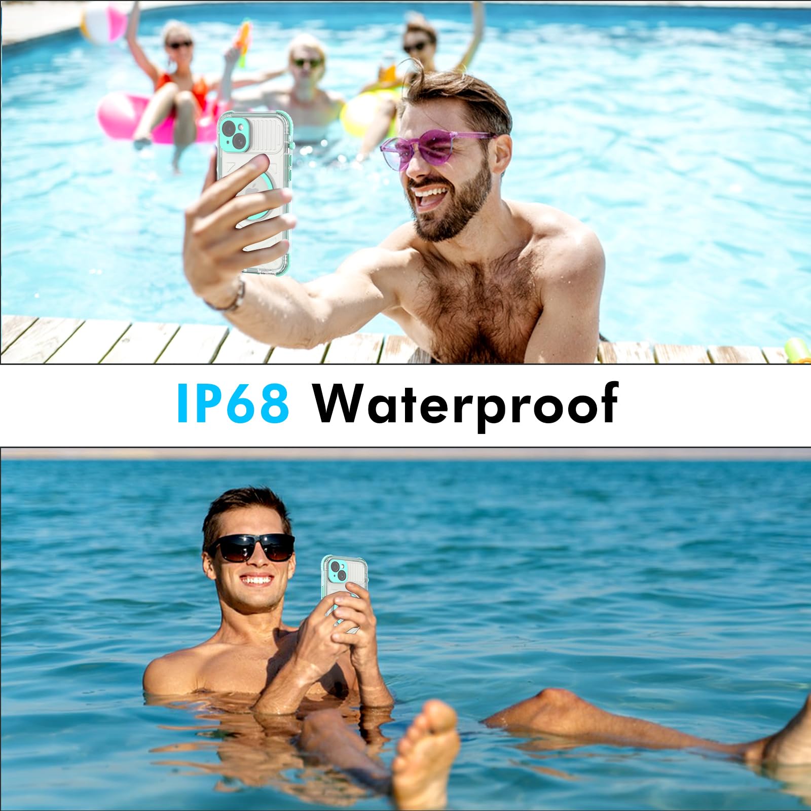 Designed for iPhone 15 Pro Max Metal Waterproof Case with Built-in Screen Protector, Metal Tough Cover Shockproof Dustproof Sturdy Durable Protective Case for iPhone 15 Pro Max