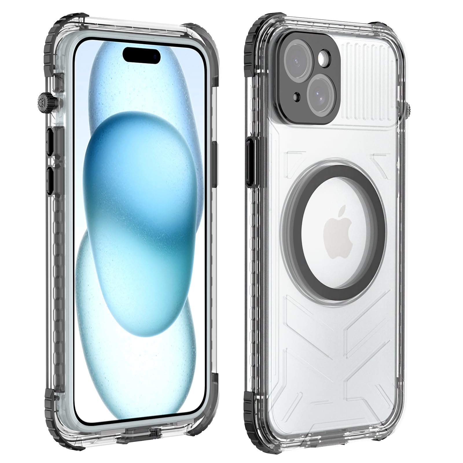 Designed for iPhone 15 Pro Max Metal Waterproof Case with Built-in Screen Protector, Metal Tough Cover Shockproof Dustproof Sturdy Durable Protective Case for iPhone 15 Pro Max