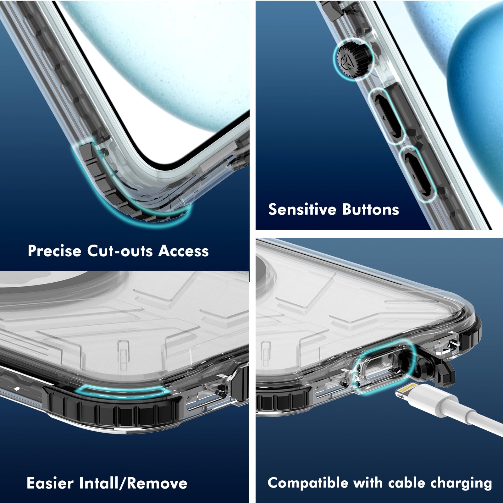 Designed for iPhone 15 Pro Max Metal Waterproof Case with Built-in Screen Protector, Metal Tough Cover Shockproof Dustproof Sturdy Durable Protective Case for iPhone 15 Pro Max