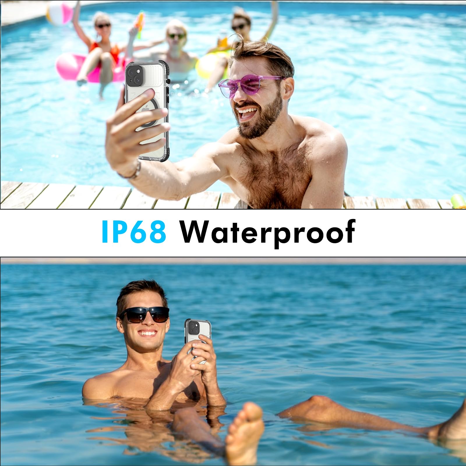 Designed for iPhone 15 Pro Max Metal Waterproof Case with Built-in Screen Protector, Metal Tough Cover Shockproof Dustproof Sturdy Durable Protective Case for iPhone 15 Pro Max