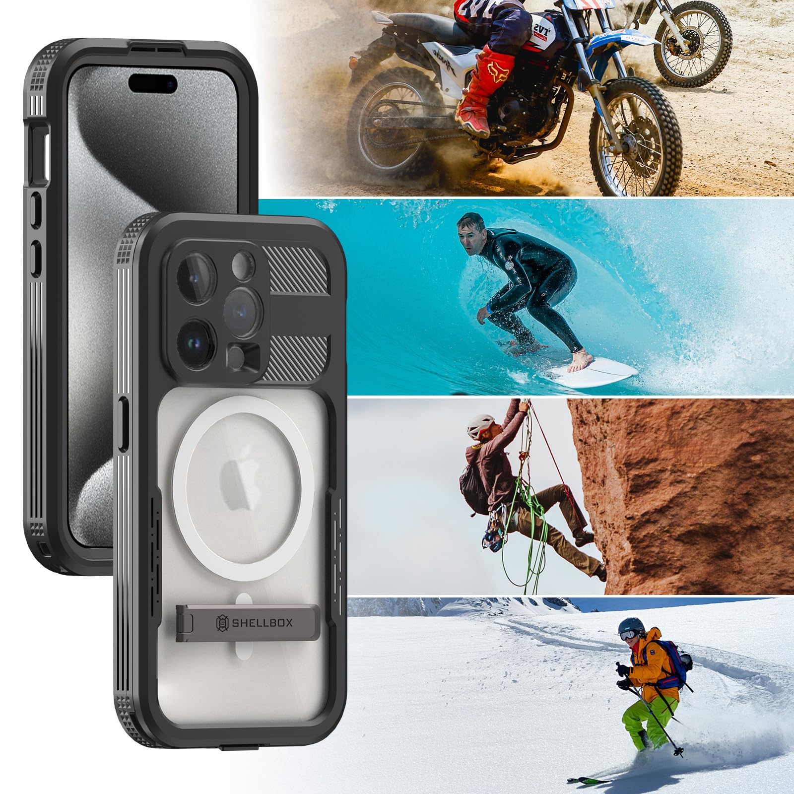 Designed for iPhone 15 Pro Max Metal Waterproof Case with Built-in Screen Protector, Metal Tough Cover Shockproof Dustproof Sturdy Durable Protective Case for iPhone 15 Pro Max
