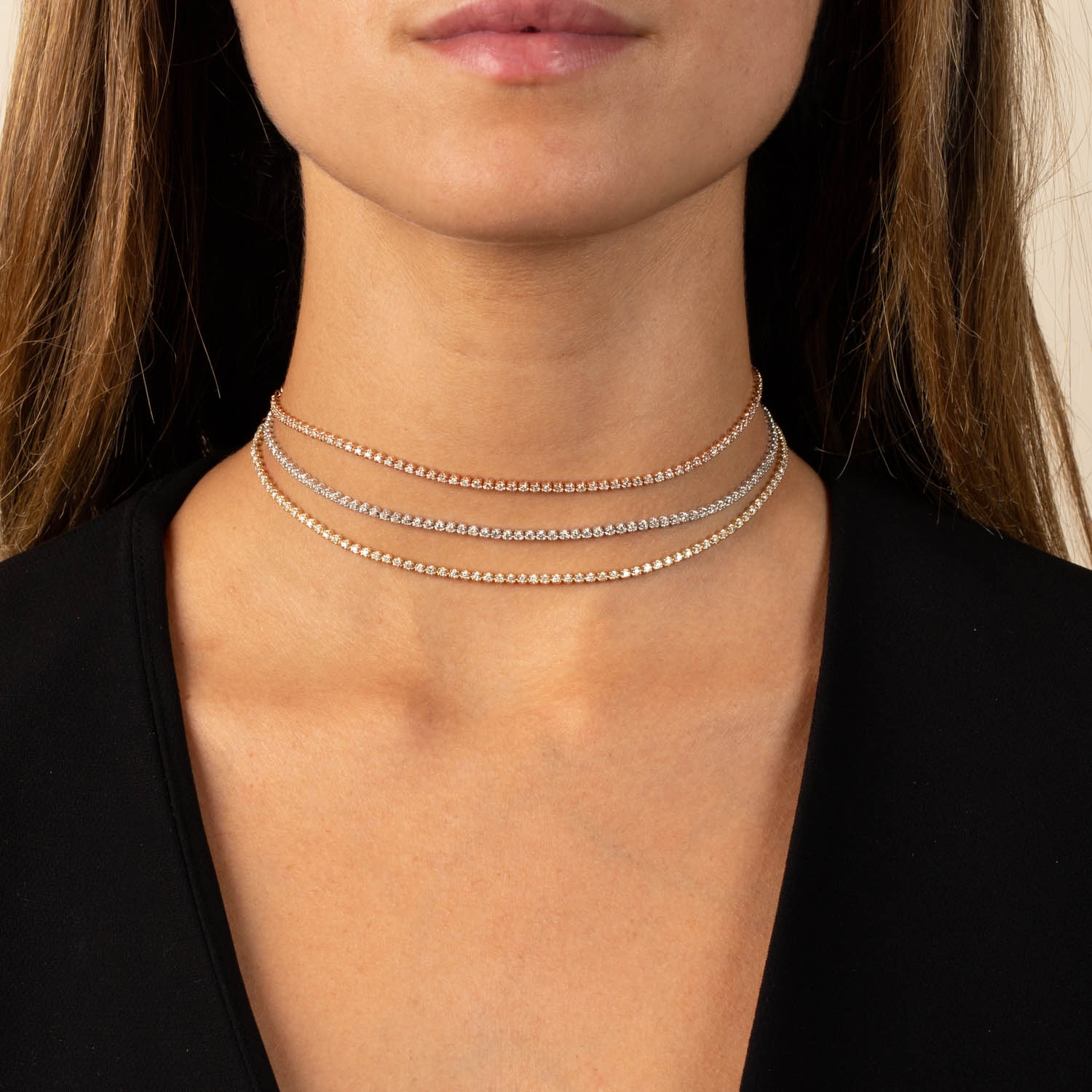  Thin Diamond Tennis Choker 14K - Adina's Jewels