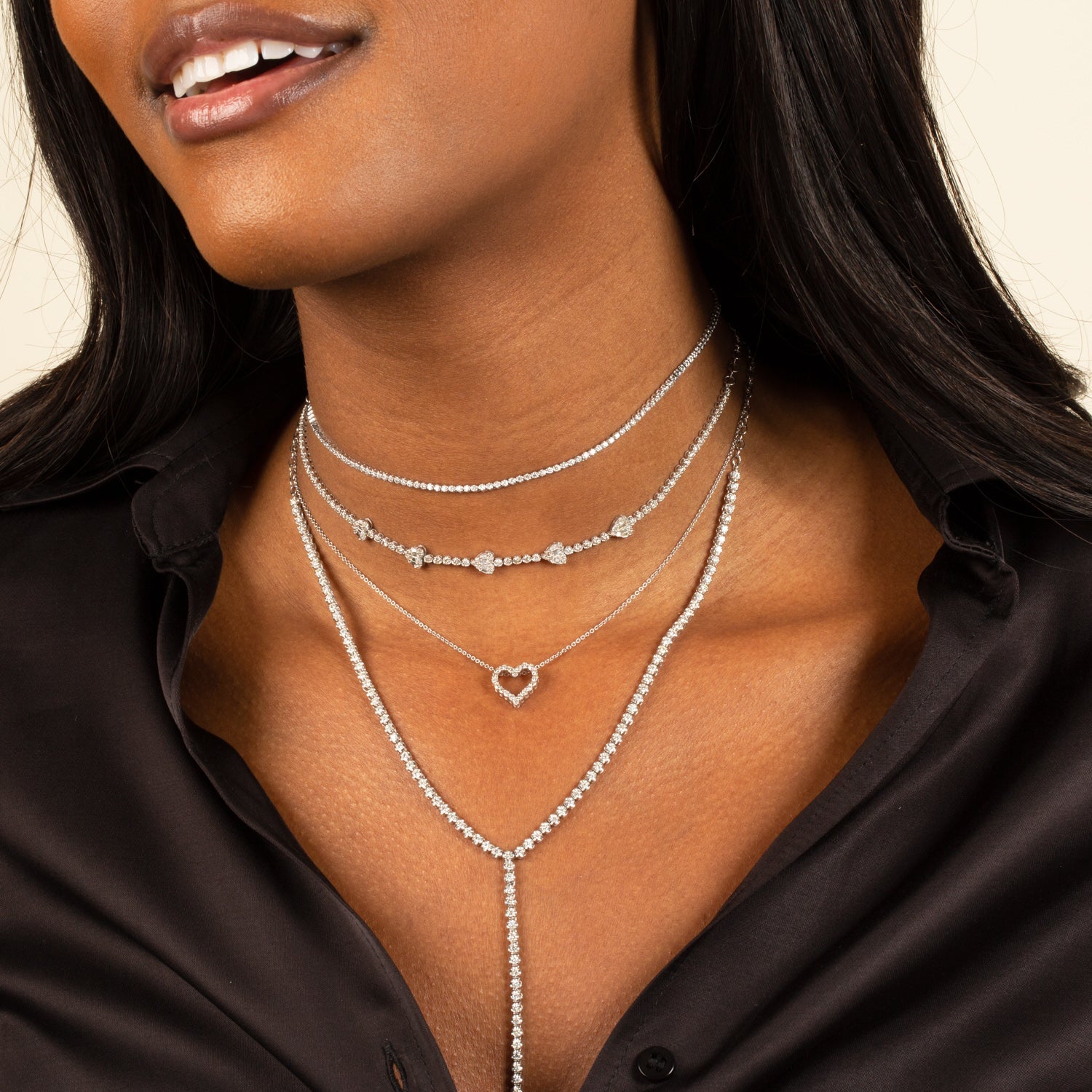  Classic Diamond Heart Necklace 14K - Adina's Jewels