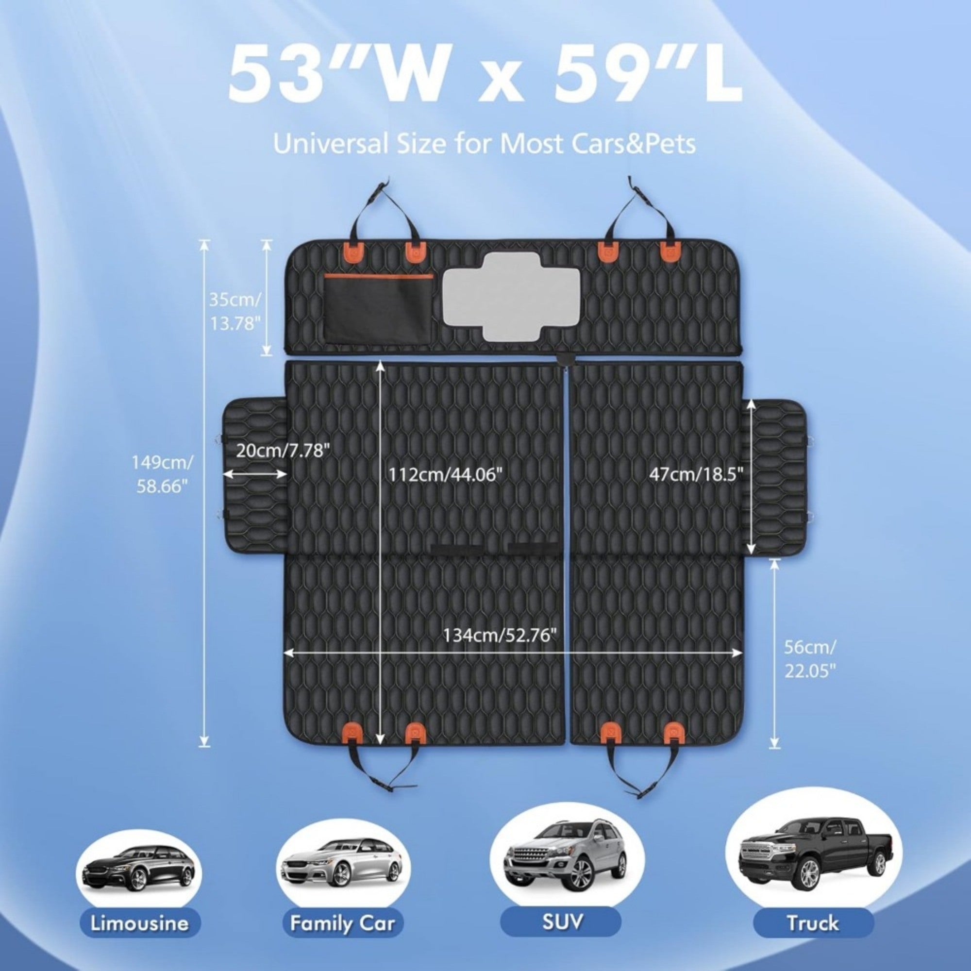 Dog Car Seat Cover for Back Seat, Back Seat Cover for Dogs, Scratchproof Car Hammock for Dogs with Mesh Window,Dog Seat Belt,Washable Pet Seat Cover for SUV/Cars/Trucks - Black