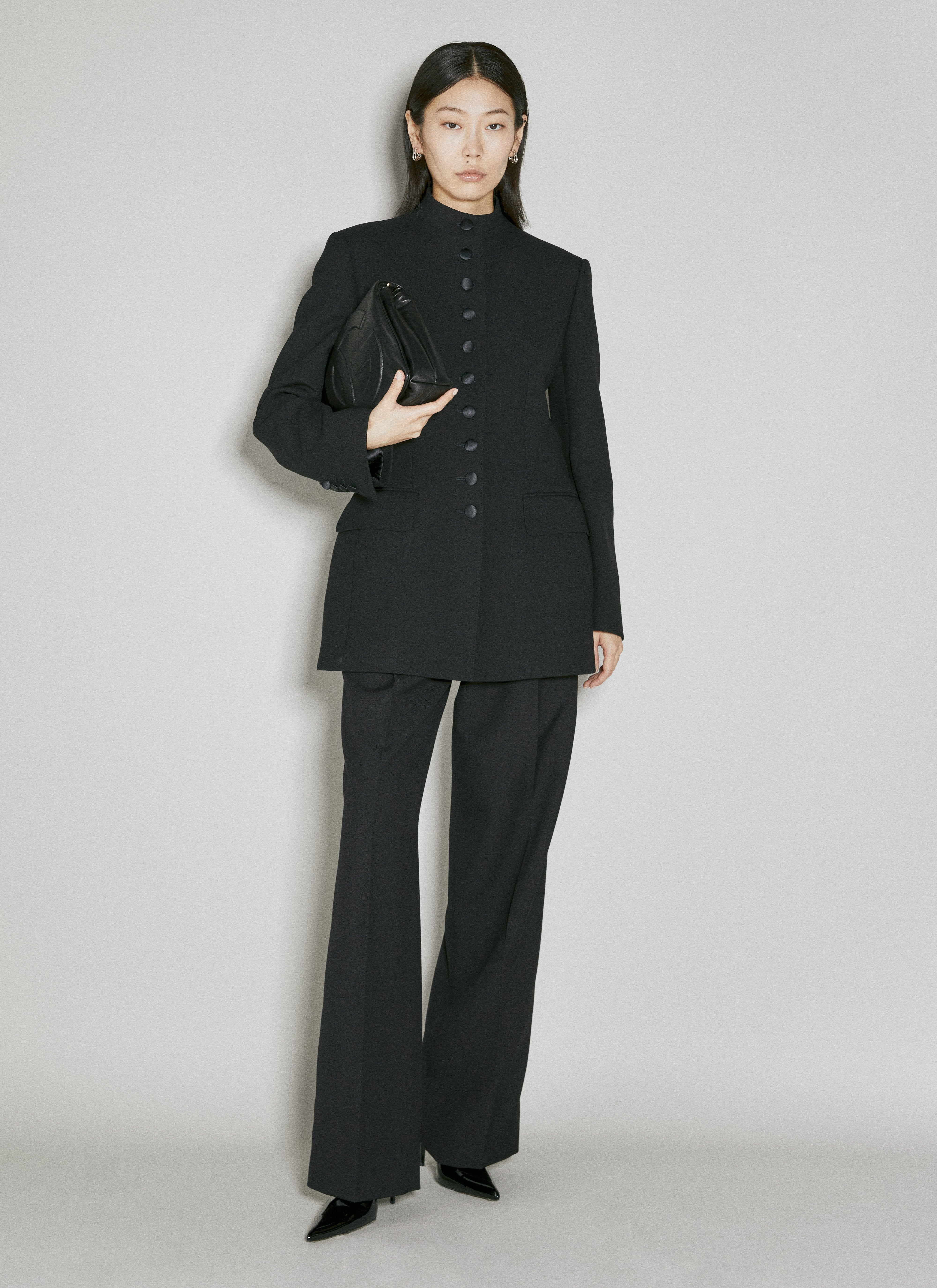 Dolce & Gabbana Women Long Single-Breasted Wool Cady Jacket