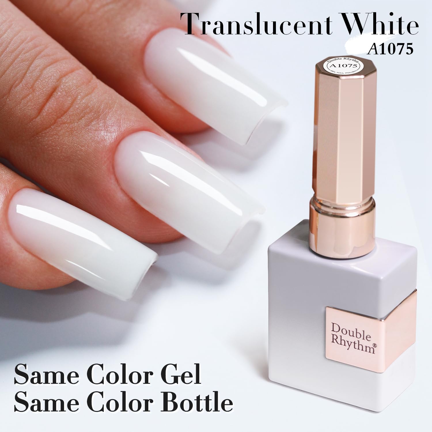 Double Rhythm 15ML Gel Nail Polish Pure Sheer Same Color Same Bottle Soak Off Gel Polish Art Manicure Salon DIY at Home for Women (Milky White-A1075)