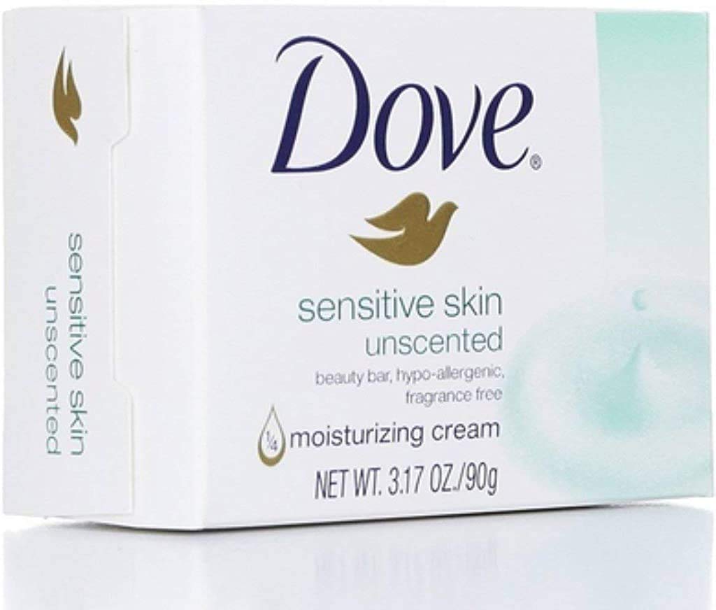 Dove Beauty Bar Soap Sensitive, 8 Bars for Sensitive Skin, Fragrance Free and Hypoallergenic 3.75 oz