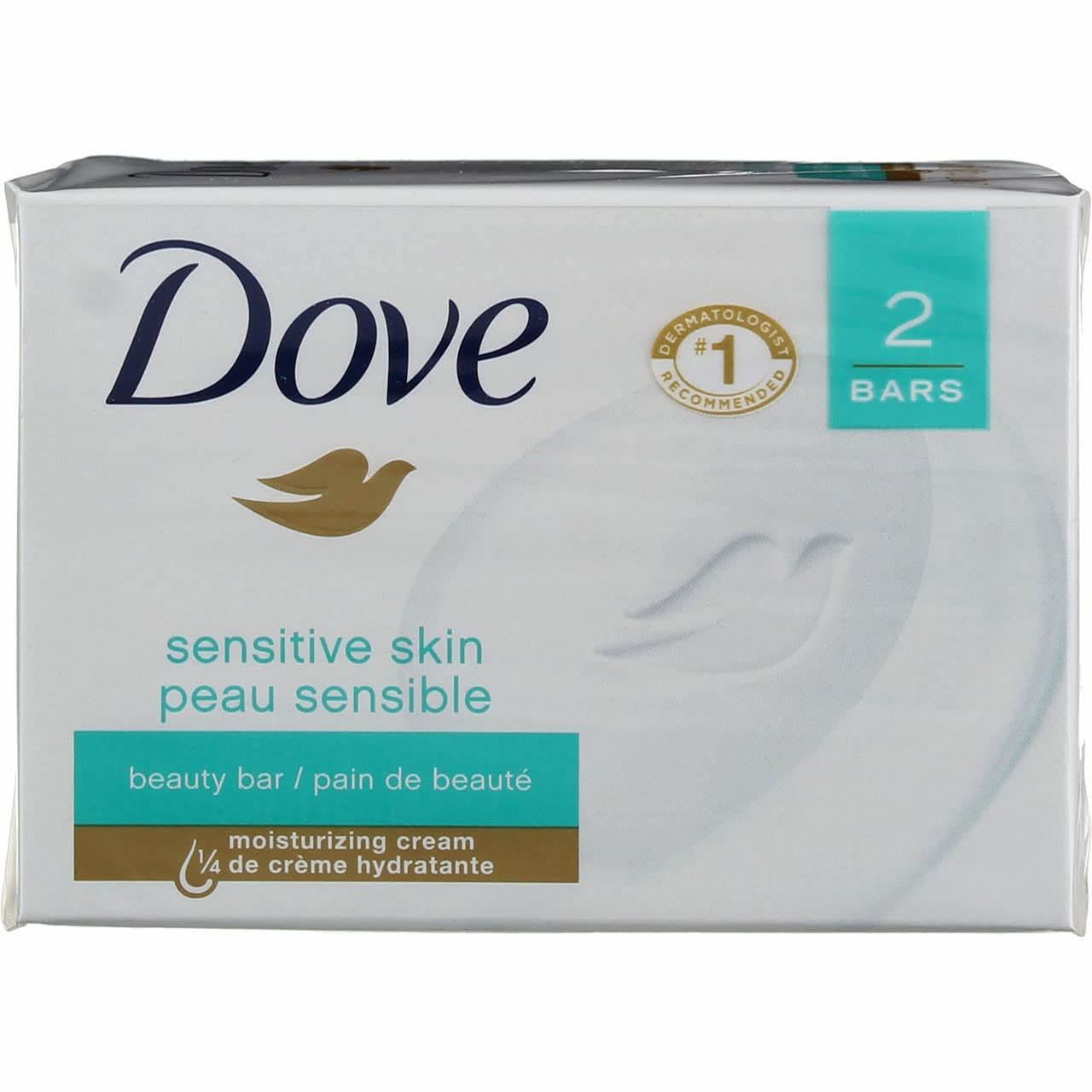 Dove Beauty Bar Soap Sensitive, 8 Bars for Sensitive Skin, Fragrance Free and Hypoallergenic 3.75 oz