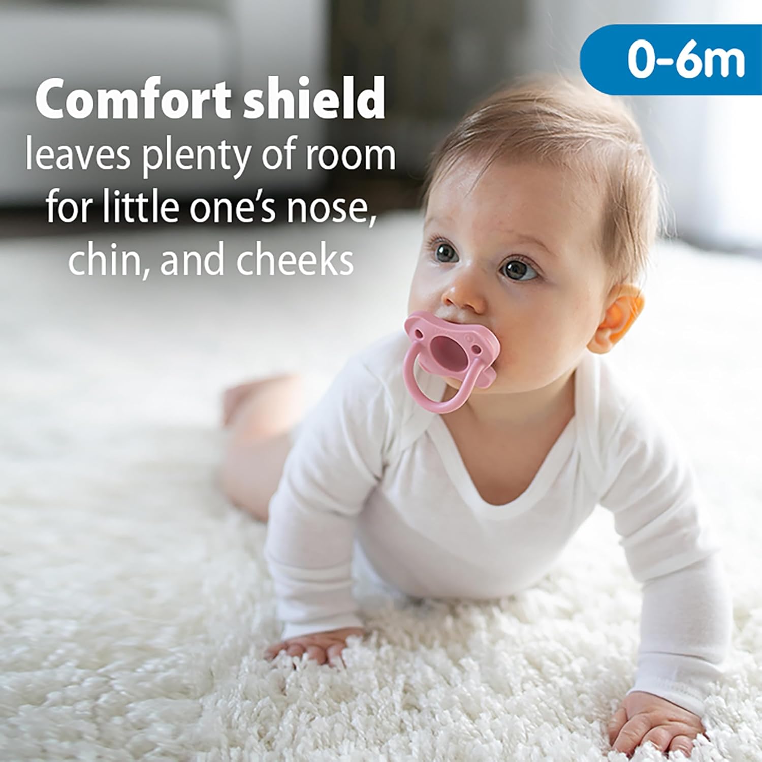 Dr. Brown’s HappyPaci 100% Silicone Pacifier 0-6m, BPA Free, White, Pink, Light Pink 3-Pack