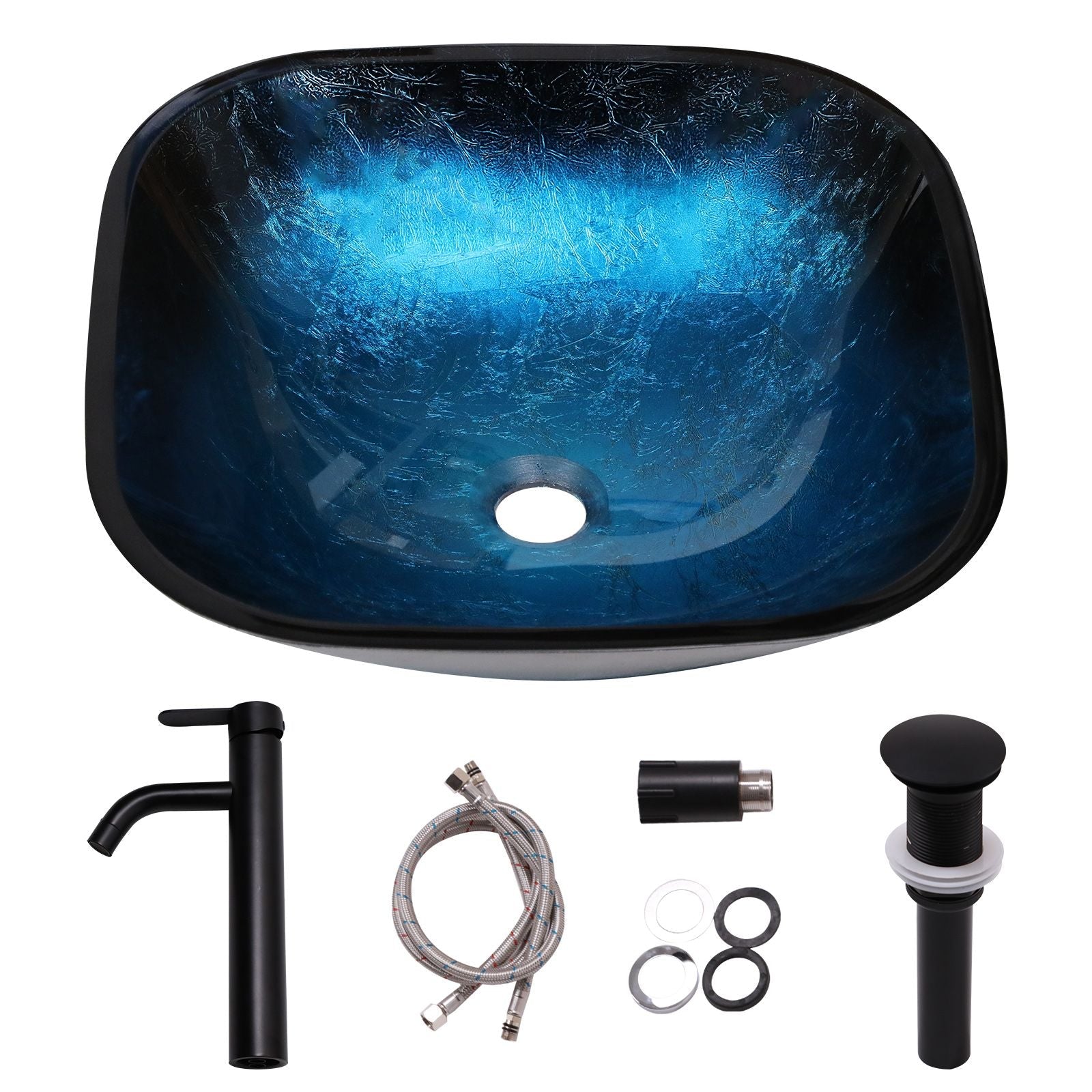 Above Counter Artistic Tempered Glass Bathroom Sink Transparent Counter Top Bathroom Single Bowl Vessel Basin