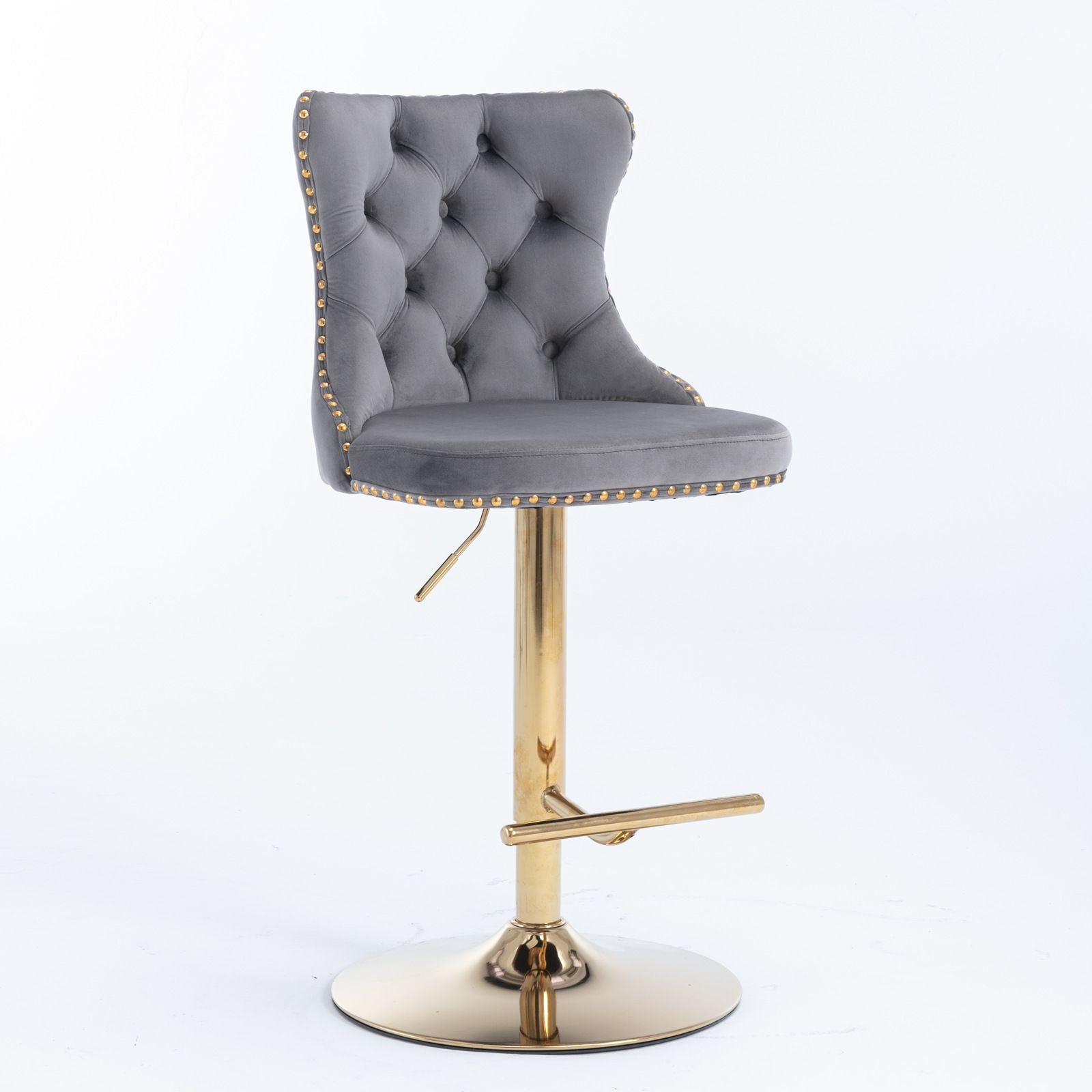 Furniture,Golden Swivel Velvet Barstools Adjusatble Seat Height from 25-33 Inch, Modern Upholstered Bar Stools with Backs Comfortable Tufted for Home Pub and Kitchen Island