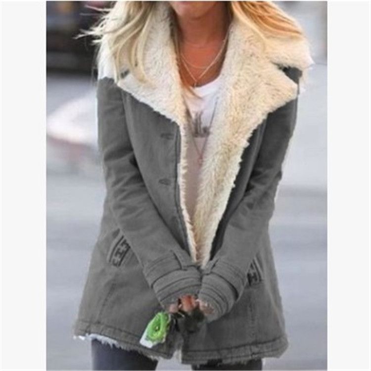 Hot Selling Autumn and Winter Women's Clothing Plus Velvet Single-breasted Warm Cotton Jacket Women