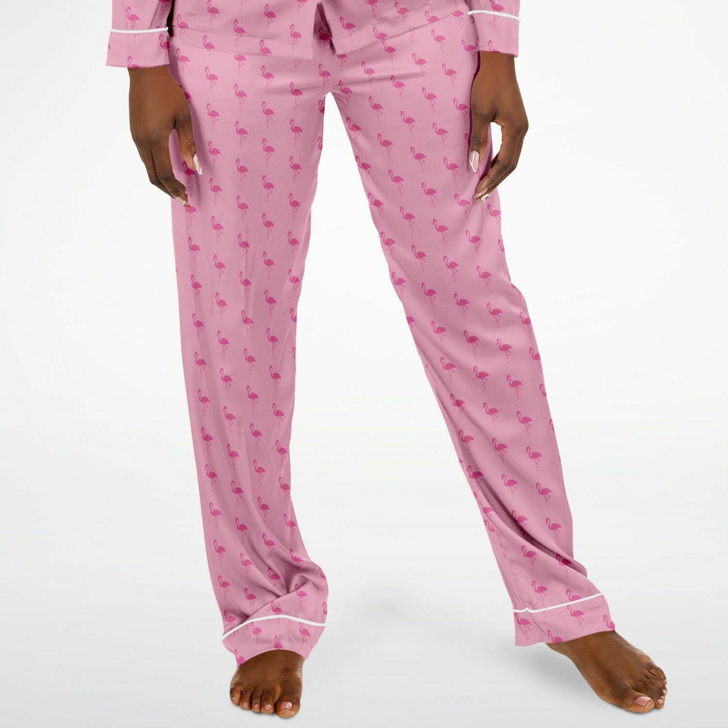 Simple Pink Flamingo Satin Pajamas