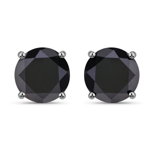 4.25 Carat Genuine Black Diamond 14K White Gold Earrings