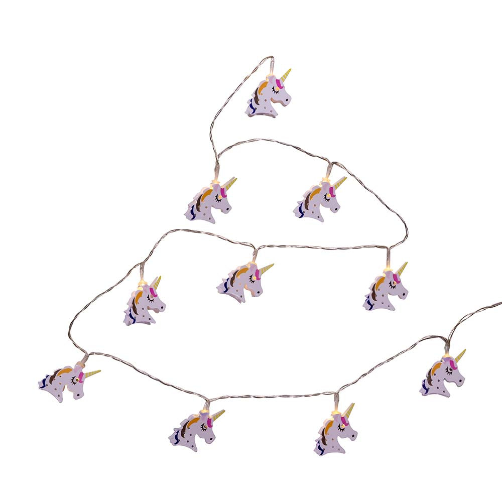 10-Light USB Battery-Operated Multicolored LED Unicorn Light Set