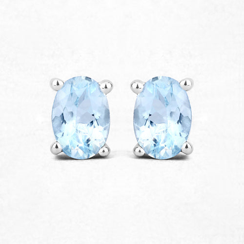 0.72 Carat Genuine Aquamarine .925 Sterling Silver Earrings