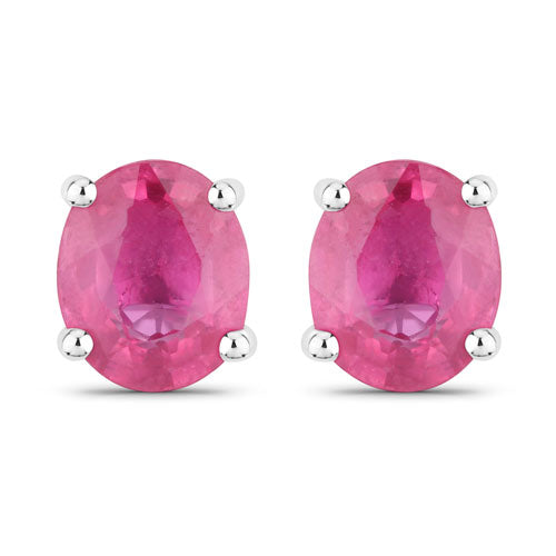 0.60 Carat Genuine Ruby 14K White Gold Earrings