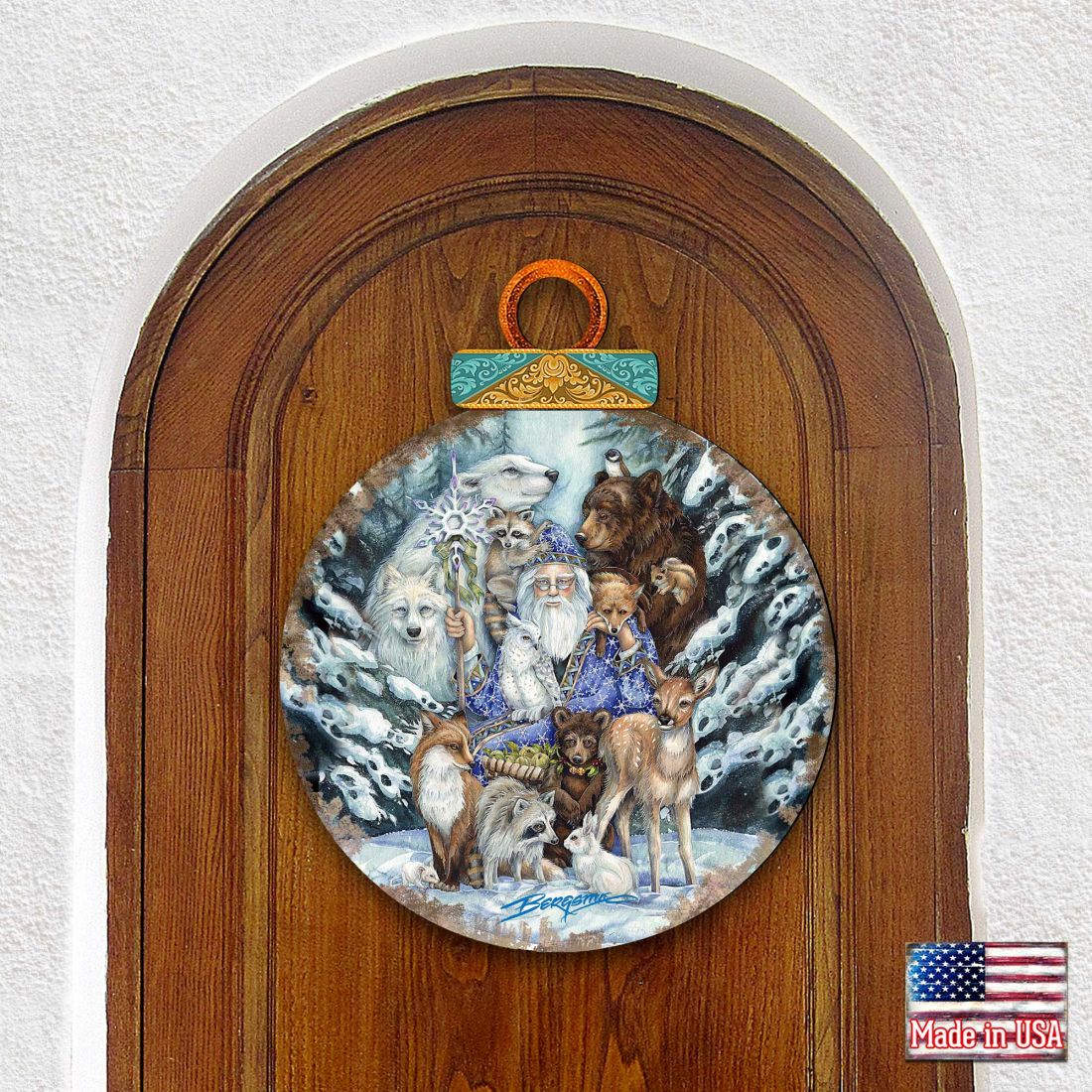 Gather in Peace Father Winter Animals Wall Hanger by J. Bergsma - Christmas Decor - 8591968H-JB