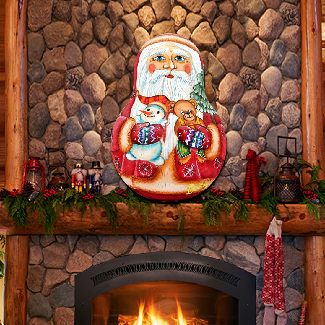 Santa Doll Christmas Door Decor by G. DeBrekht - Christmas Santa Snowman Decor - 8115011H