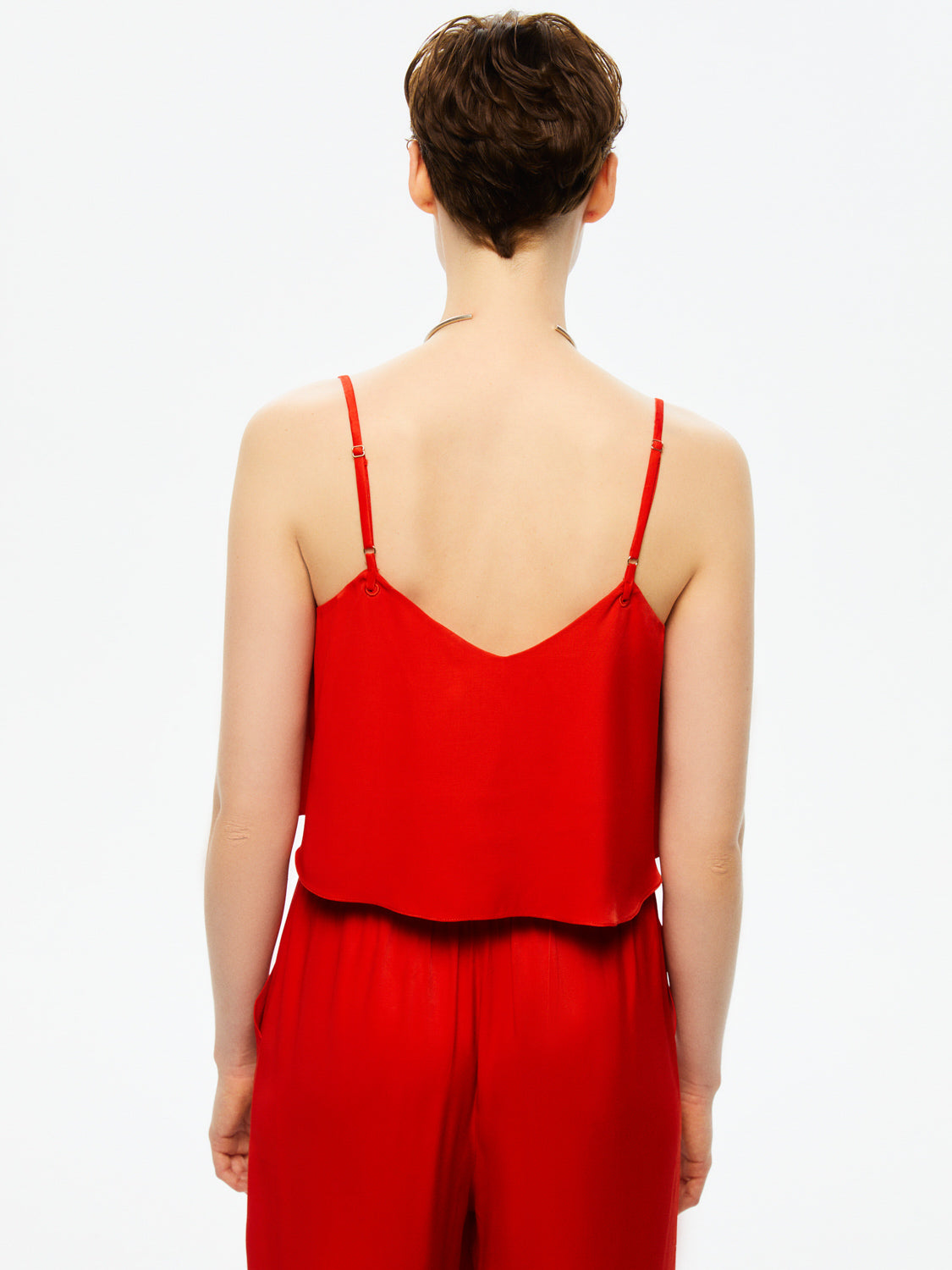 Thin Strap Crop Top - Red