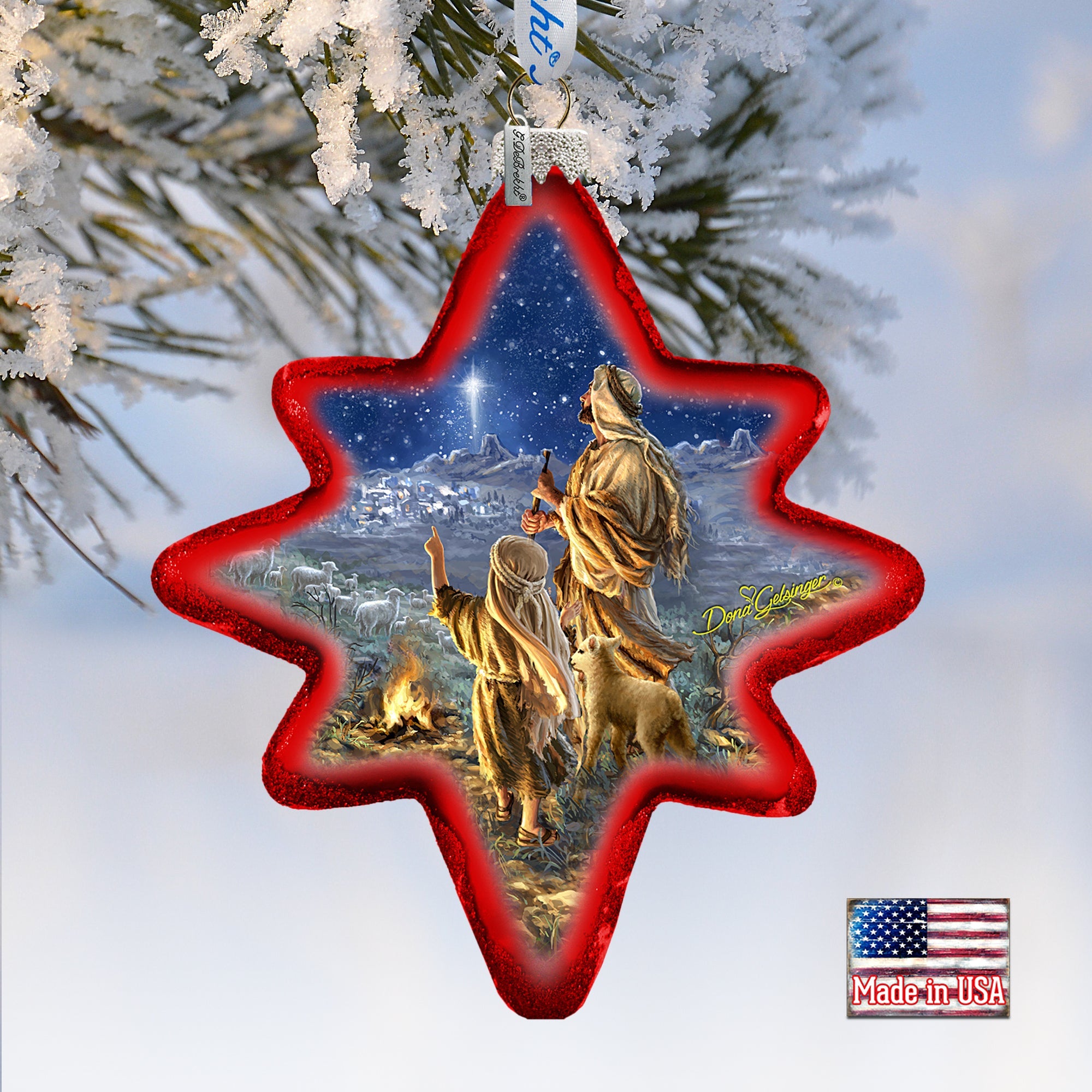 Guiding Light Glass Ornament by D. Gelsinger - Christmas Santa Snowman Decor - 755-109-DG