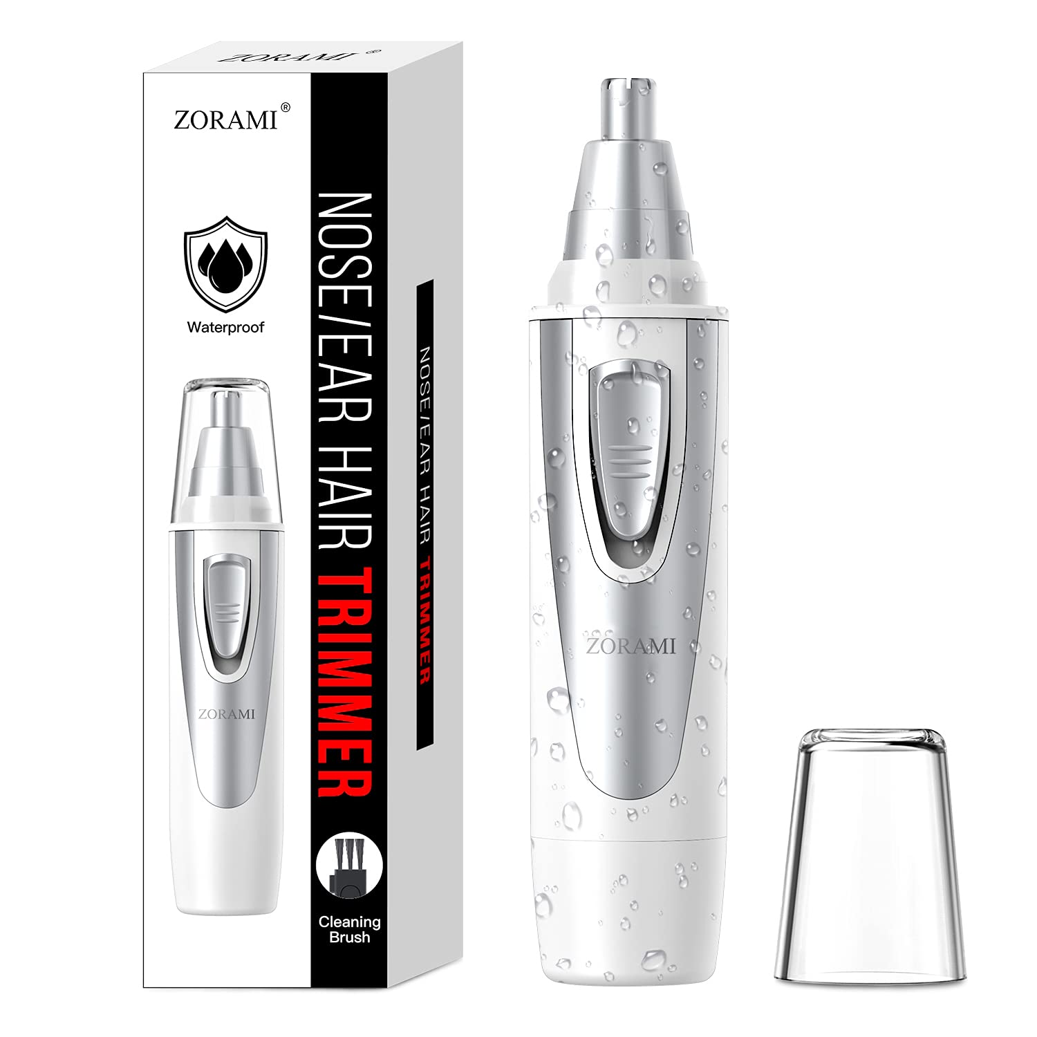 Ear and Nose Hair Trimmer Clipper - 2025 Professional Painless Eyebrow & Facial Hair Trimmer for Men Women, Battery-Operated Trimmer with IPX7 Waterproof, Dual Edge Blades for Easy Cleansing Black