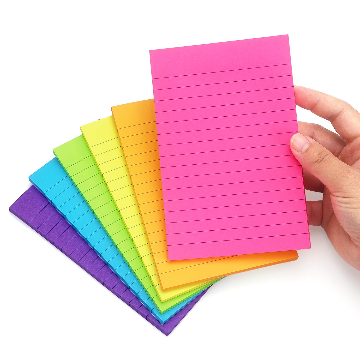 Early Buy 6 Pads Lined Sticky Notes with Lines 4x6 Self-Stick Notes Bright Color Sticky Notes, 45 Sheets/Pad (Yellow)