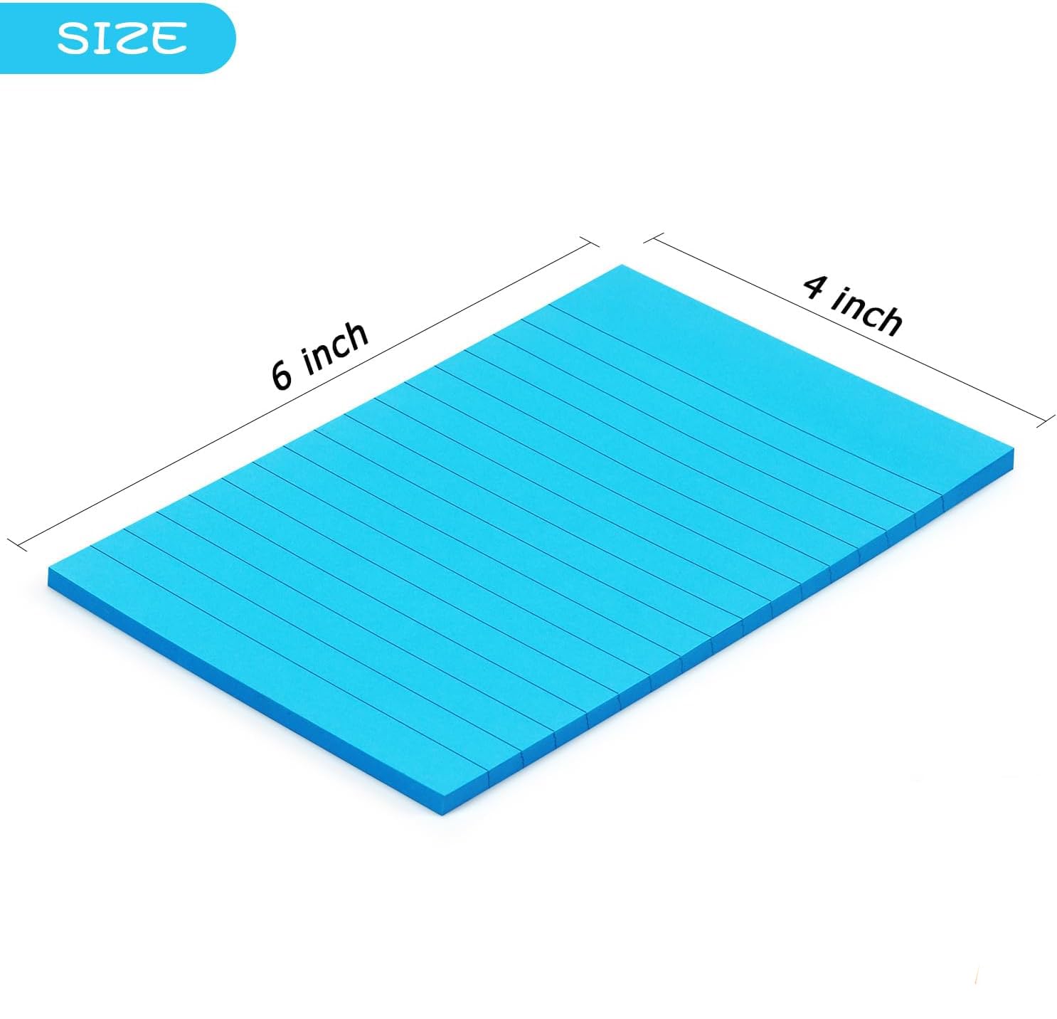 Early Buy 6 Pads Lined Sticky Notes with Lines 4x6 Self-Stick Notes Bright Color Sticky Notes, 45 Sheets/Pad (Yellow)
