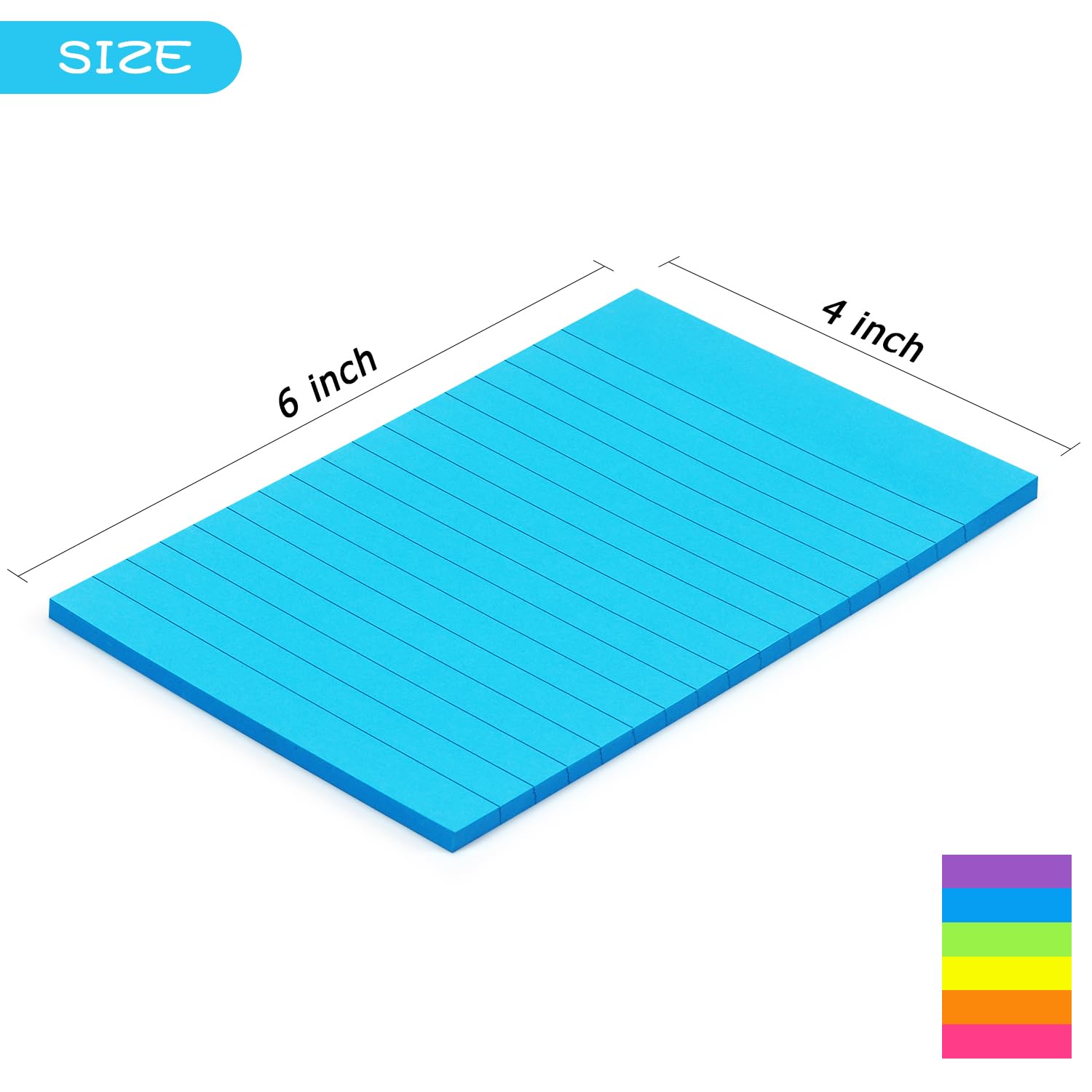 Early Buy 6 Pads Lined Sticky Notes with Lines 4x6 Self-Stick Notes Bright Color Sticky Notes, 45 Sheets/Pad (Yellow)