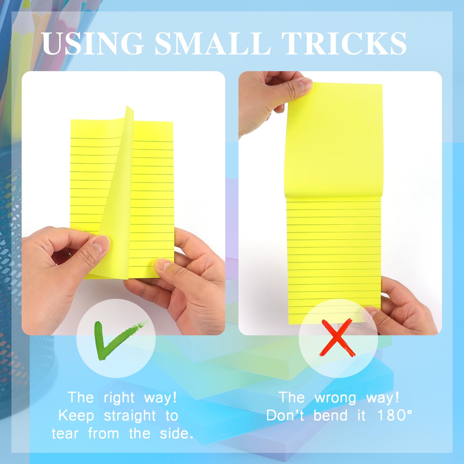 Early Buy 6 Pads Lined Sticky Notes with Lines 4x6 Self-Stick Notes Bright Color Sticky Notes, 45 Sheets/Pad (Yellow)