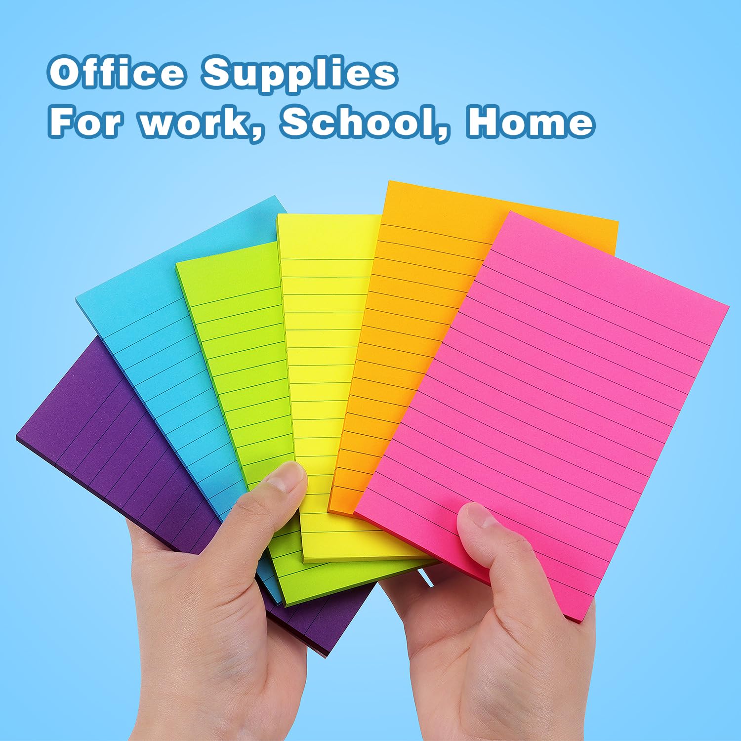 Early Buy 6 Pads Lined Sticky Notes with Lines 4x6 Self-Stick Notes Bright Color Sticky Notes, 45 Sheets/Pad (Yellow)