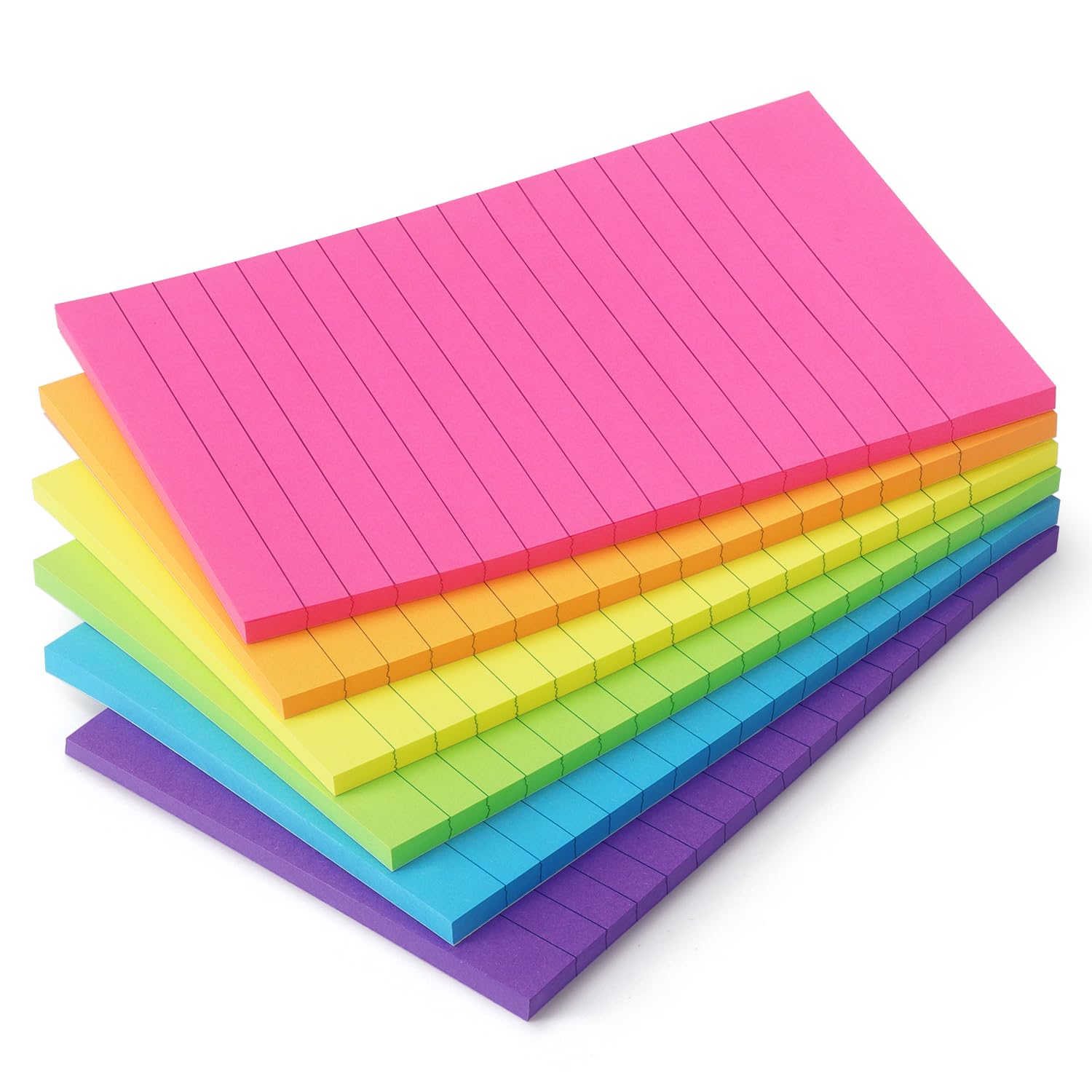 Early Buy 6 Pads Lined Sticky Notes with Lines 4x6 Self-Stick Notes Bright Color Sticky Notes, 45 Sheets/Pad (Yellow)