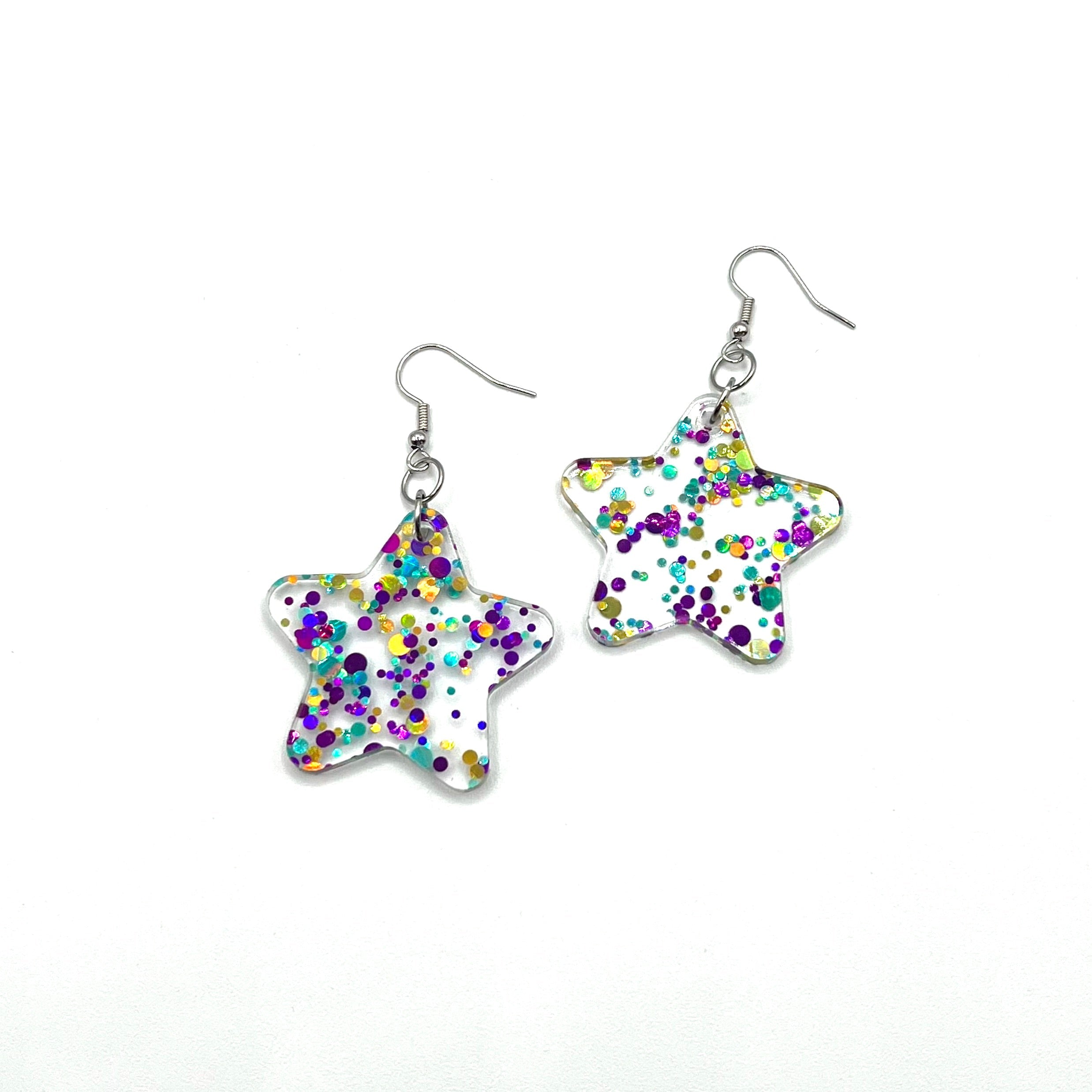 Star Confetti Dangle Earrings by BOBBYK