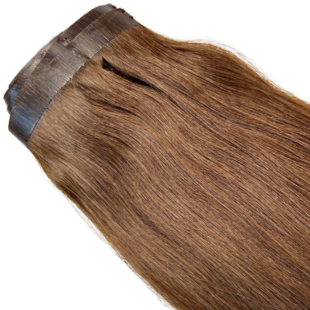 Medium Brown Seamless Clip-In 100% Human Hair Extensions