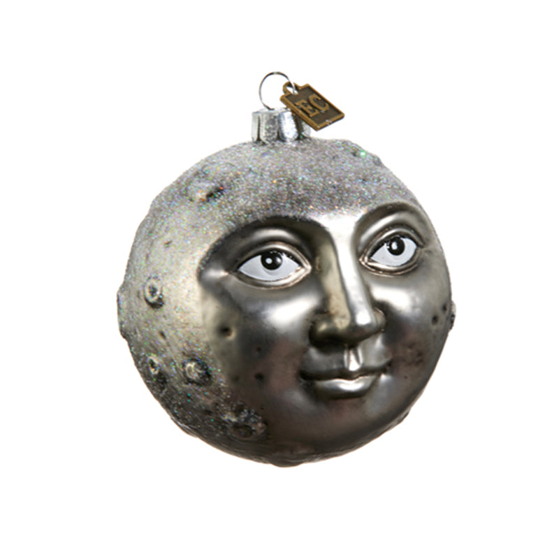 3.25" Man In The Moon Glass Ornament by Eric Cortina