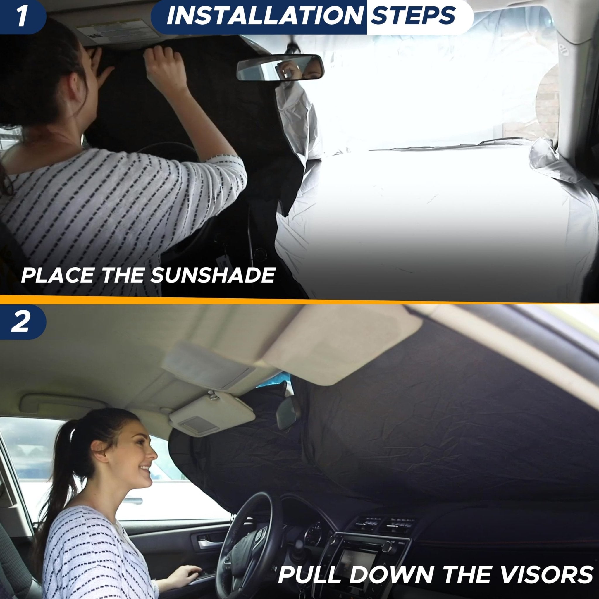 EcoNour Patented Design for Car Windshield Sun Shade | Blocks 99% Heat and Keep Interior Cool | Fits Cars, SUV, Truck | Automotive Sun Screen,Visor and Summer Vehicle Accessories | Medium (64x32)