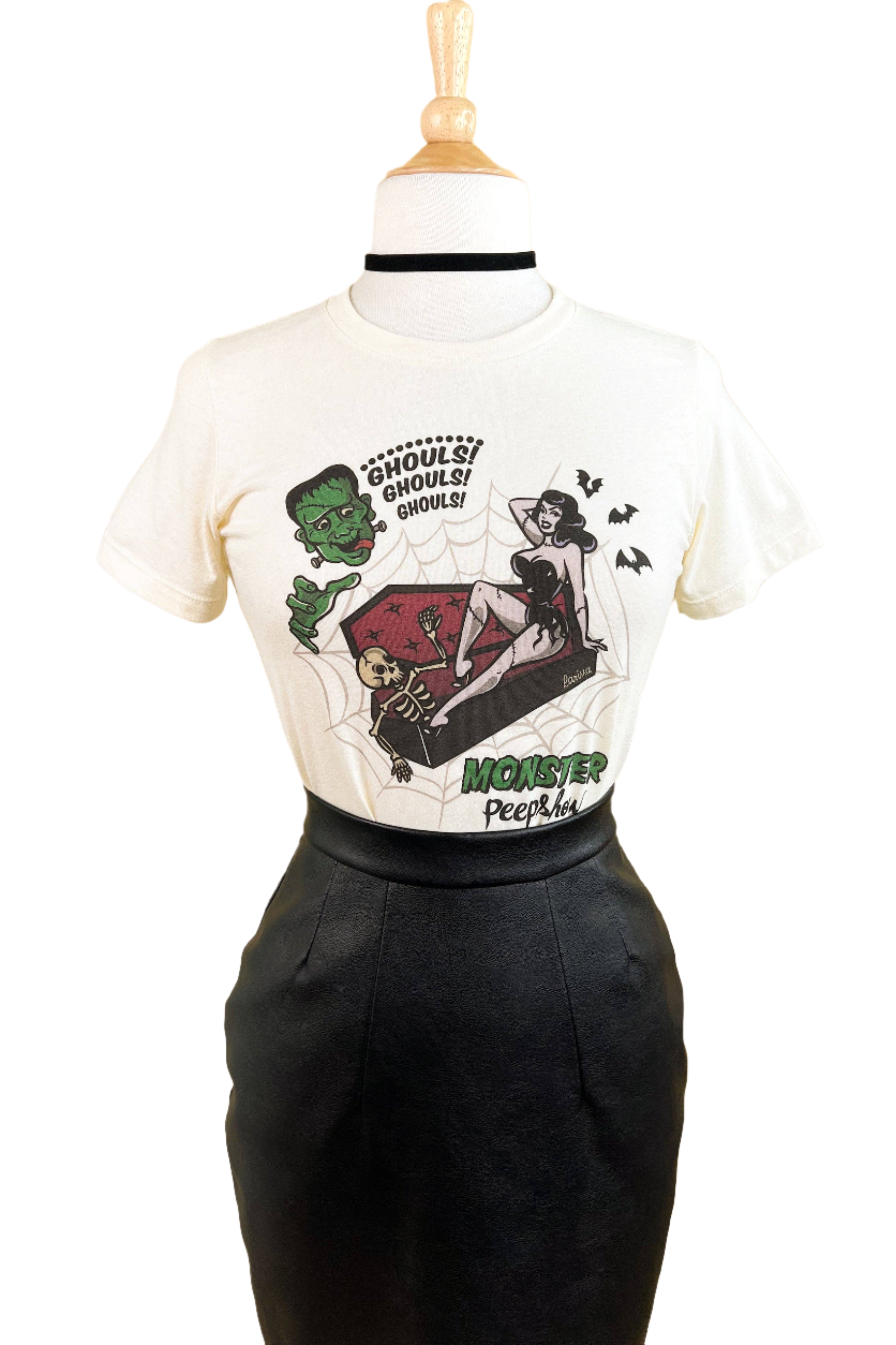 Monster Peepshow Fitted Tee in Ivory