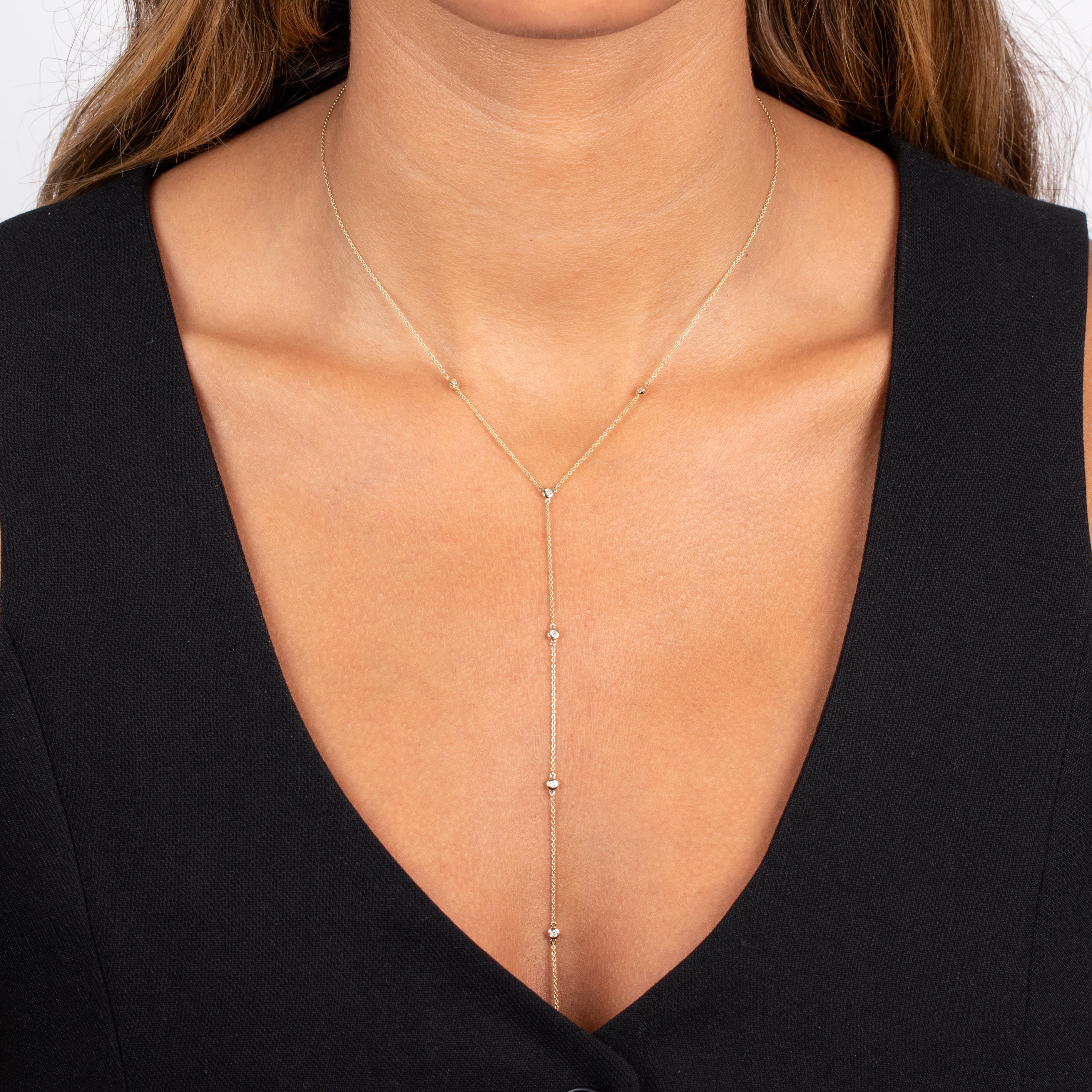  Diamond By The Yard Lariat 14K - Adina's Jewels