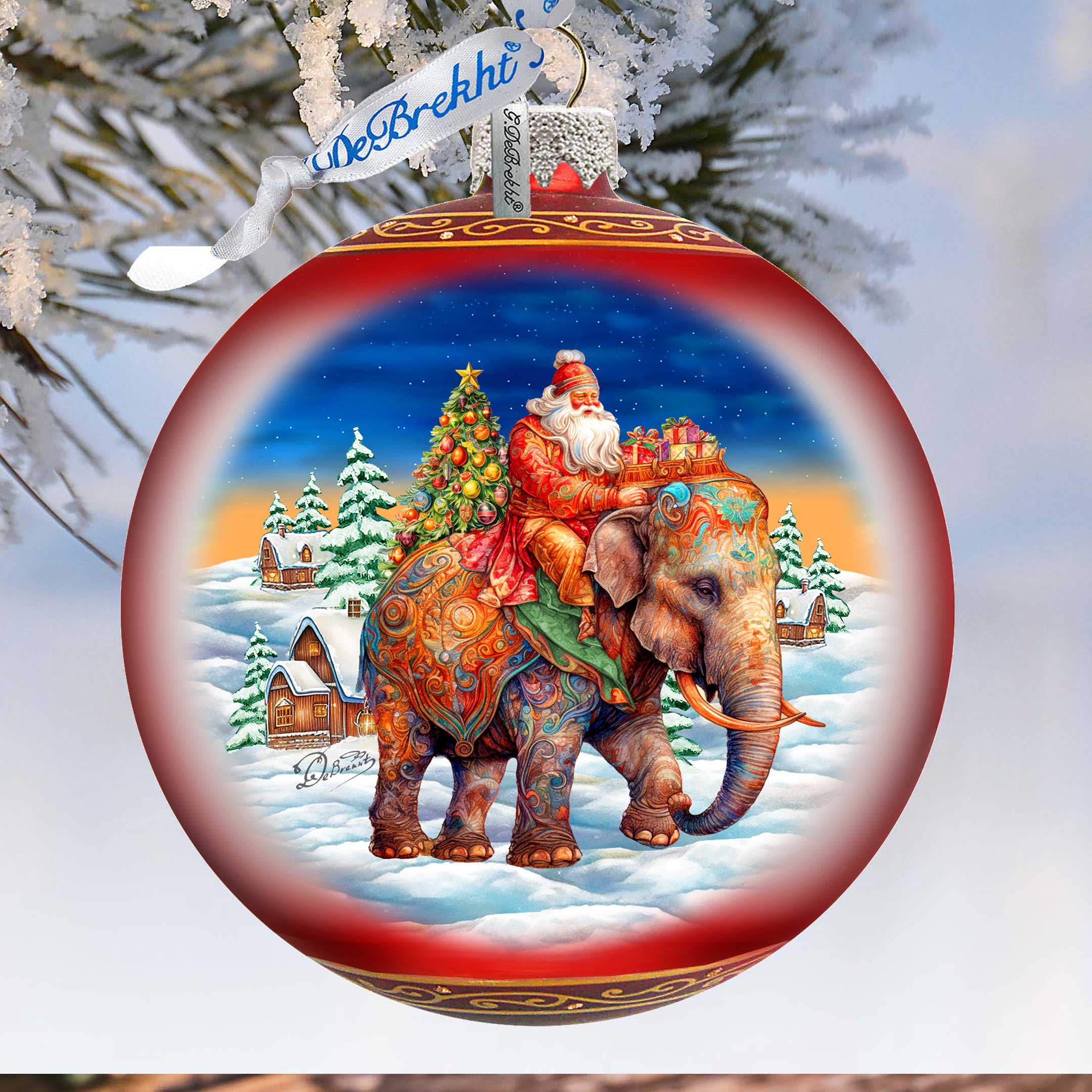 Safari Sleigh 5-Inch Glass Ball Ornament - Christmas Holiday Décor - 73945 Holiday Mercury Glass Ornament Christmas Tree Ornaments by GDebrekht