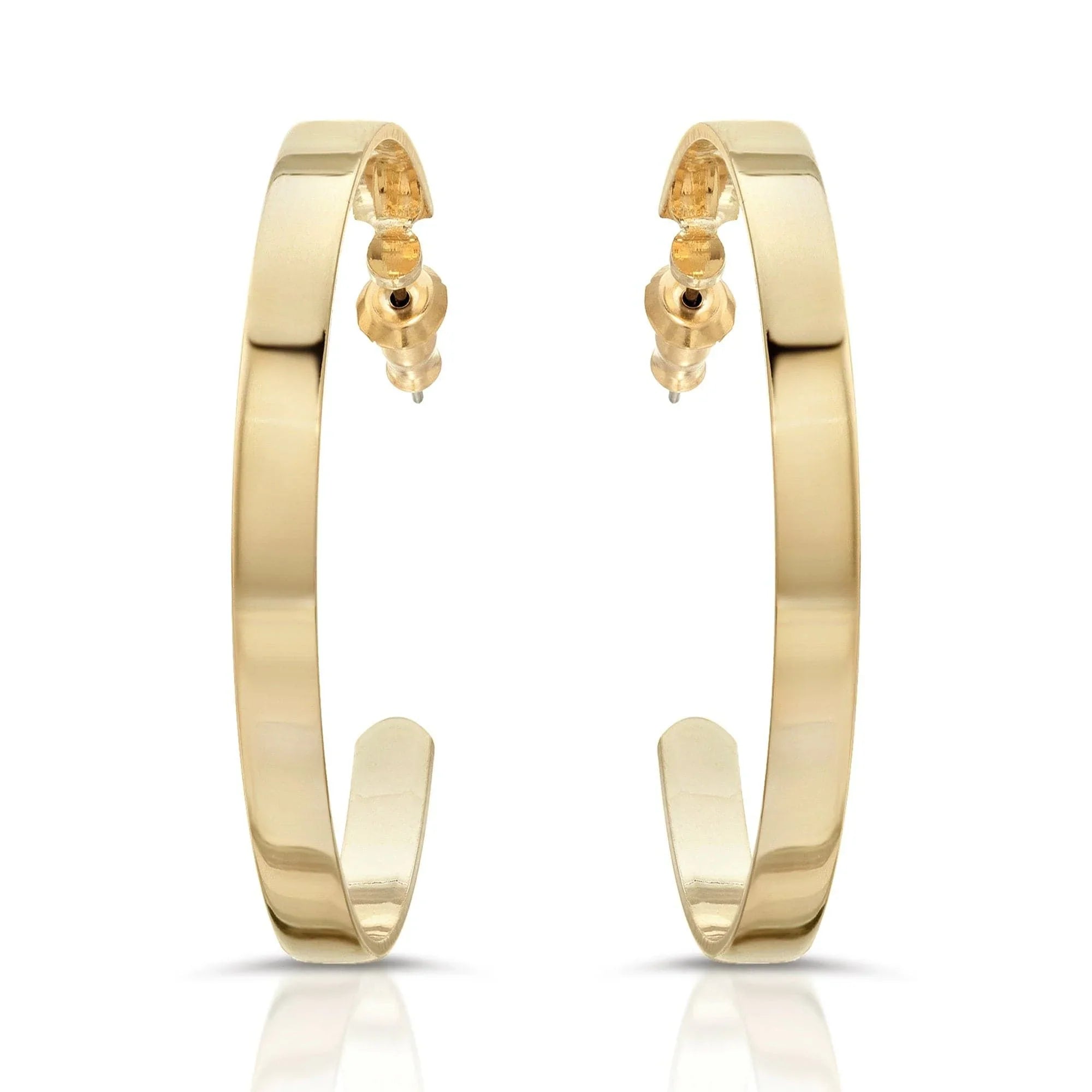 Shiny gold hoop earrings from the 2.5 Inch Isla Hoops collection perfect for any style