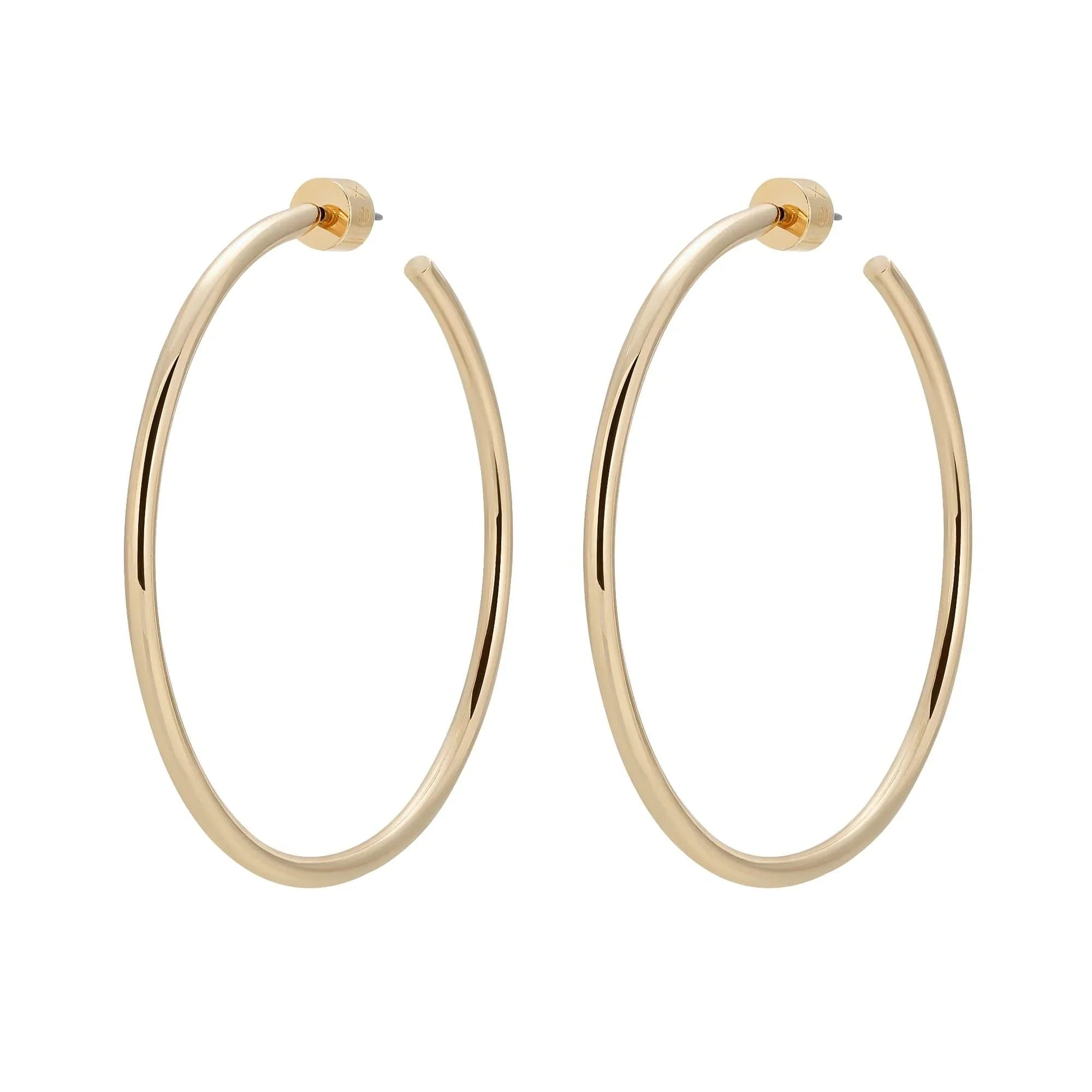 Golden hoop earrings from 2 Ultimate Hoops, perfect for any look