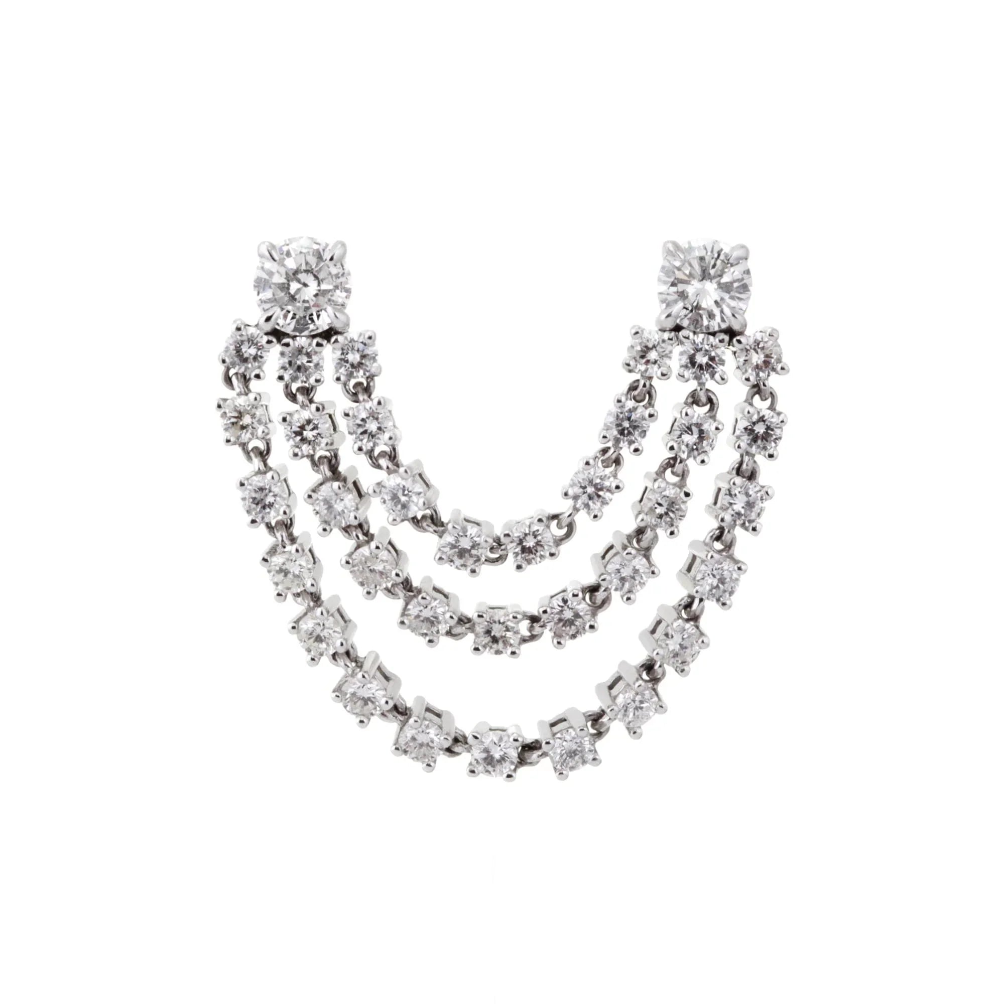 Sparkly Double Diamond Chain Earrings with waterfall design for a trendy look